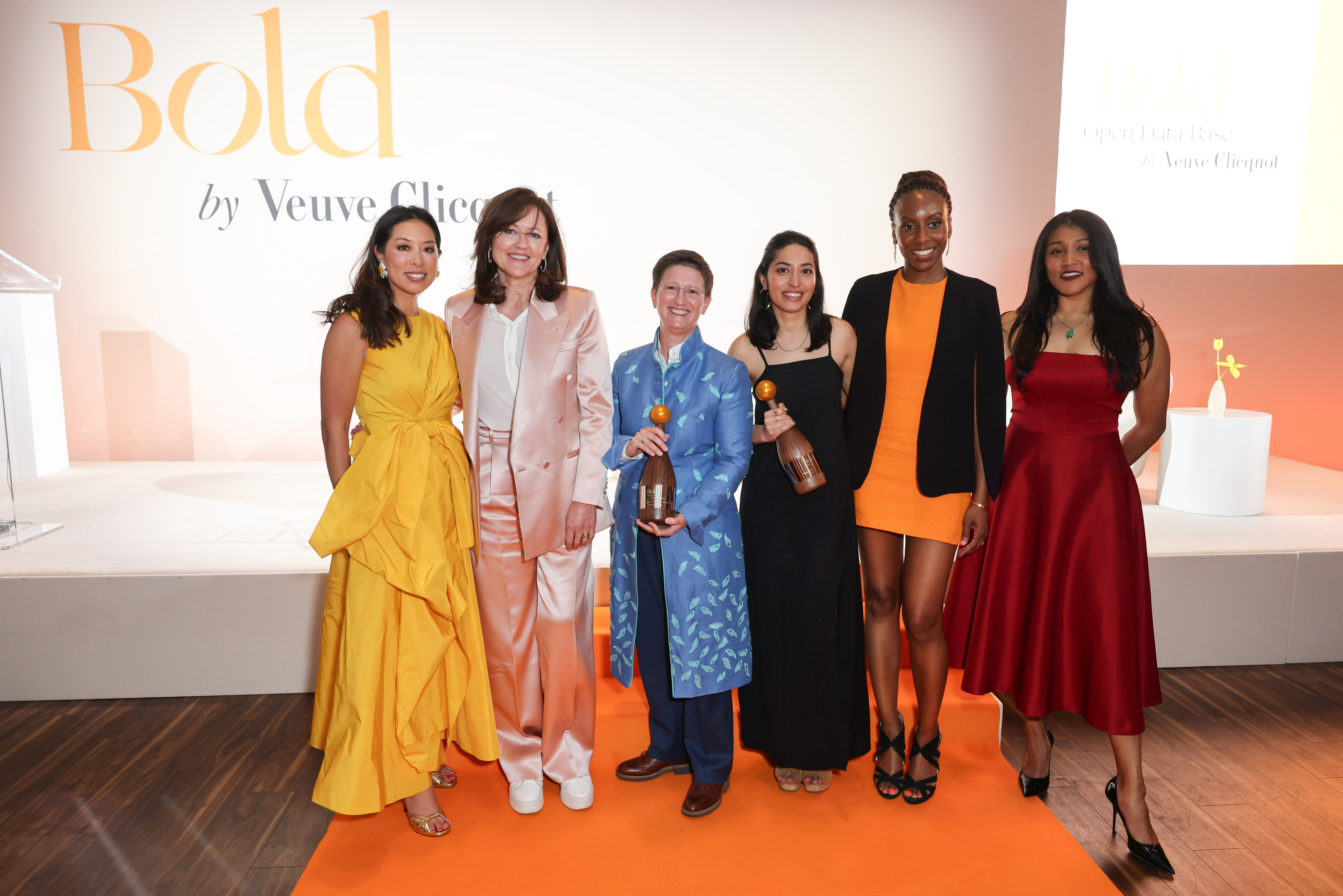 Vivien Wong, Anne Aslett, Dame Julia Hoggett DBE, Insiya Jafferjee, Ayesha Ofori and Nina Mohanty at the Veuve Clicquot Bold Woman Awards 2025.