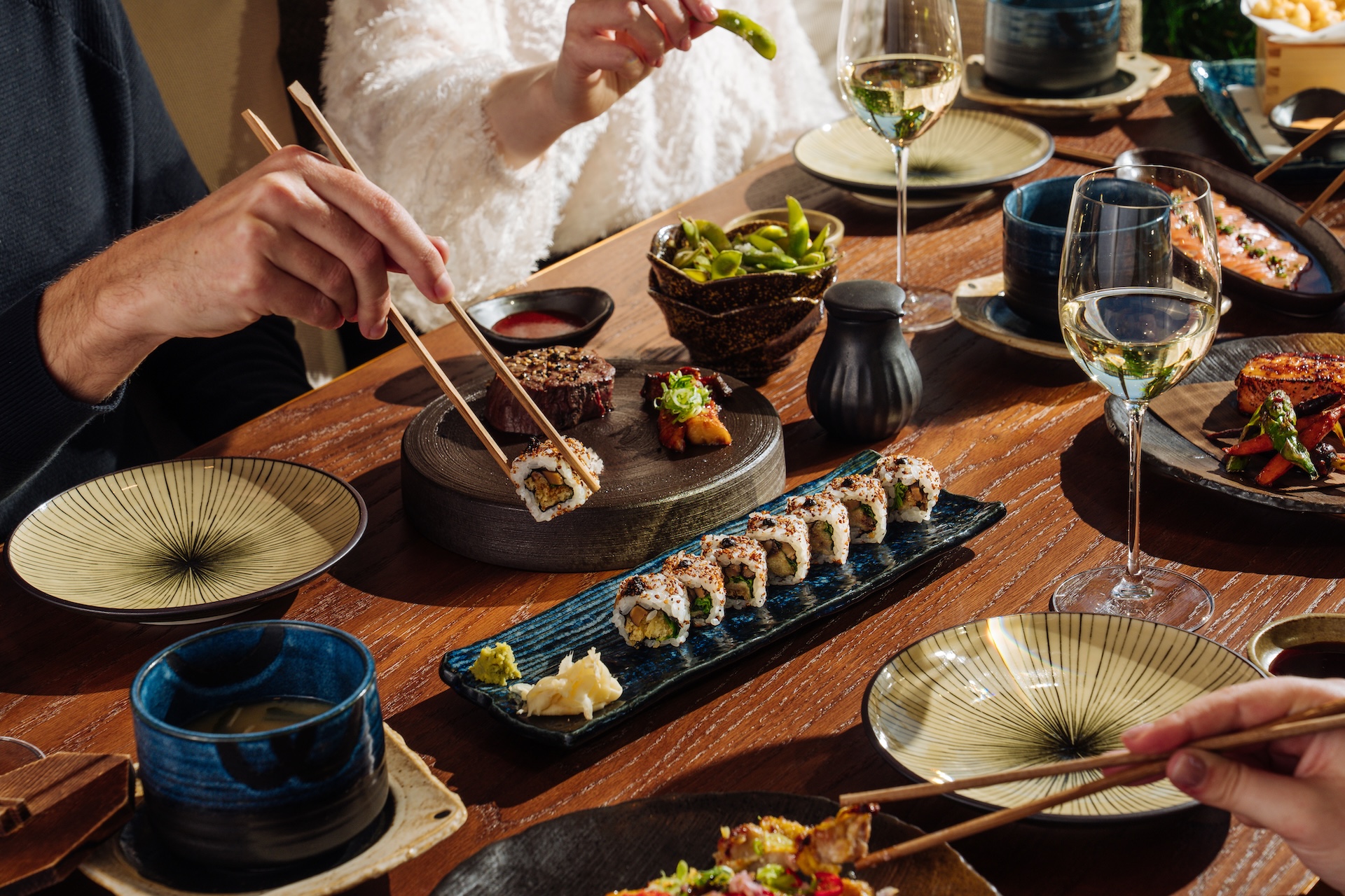 A series of sushi dishes at Sachi's London summer pop-up.