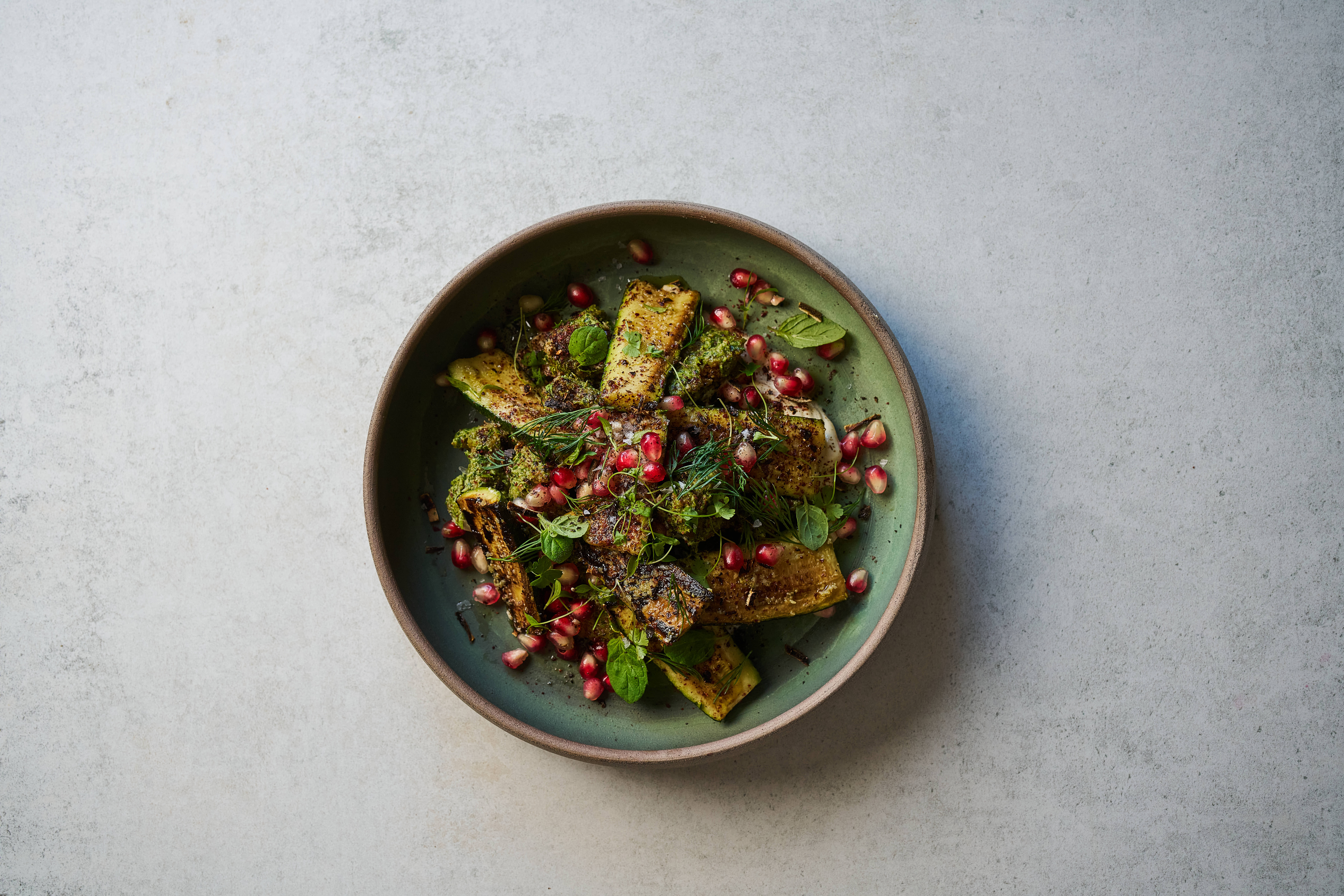 A courgette and pomegranate salad at the Akub London summer pop-up.