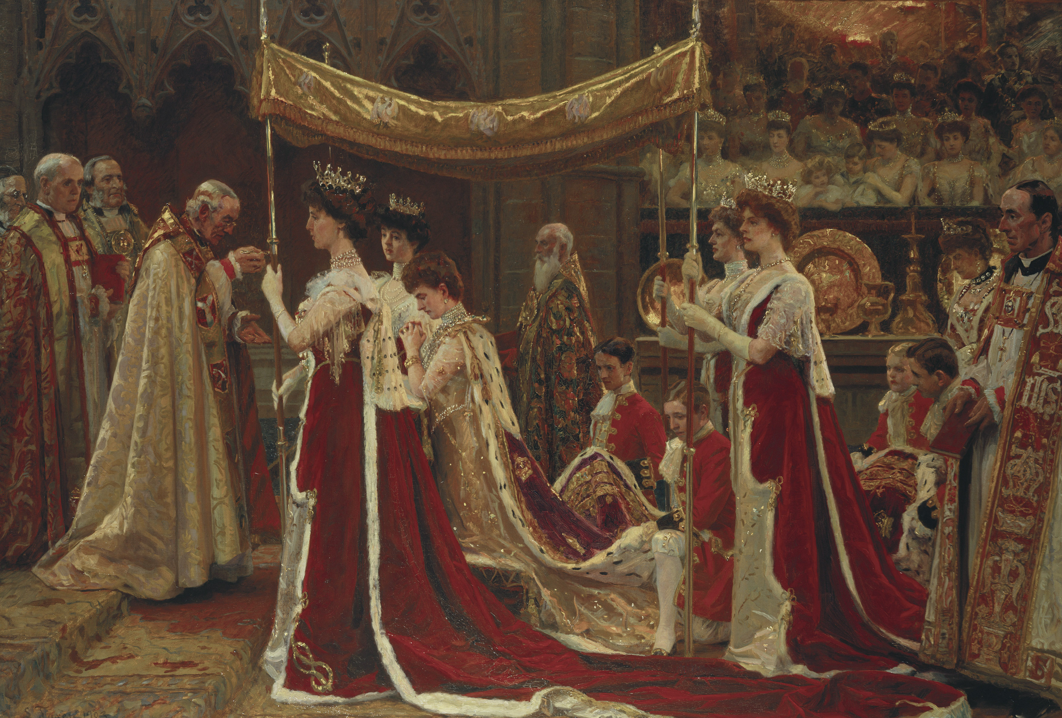 Tuxen's painting of Queen Alexandra's anointing as shown at The Edwardians at the King's Gallery