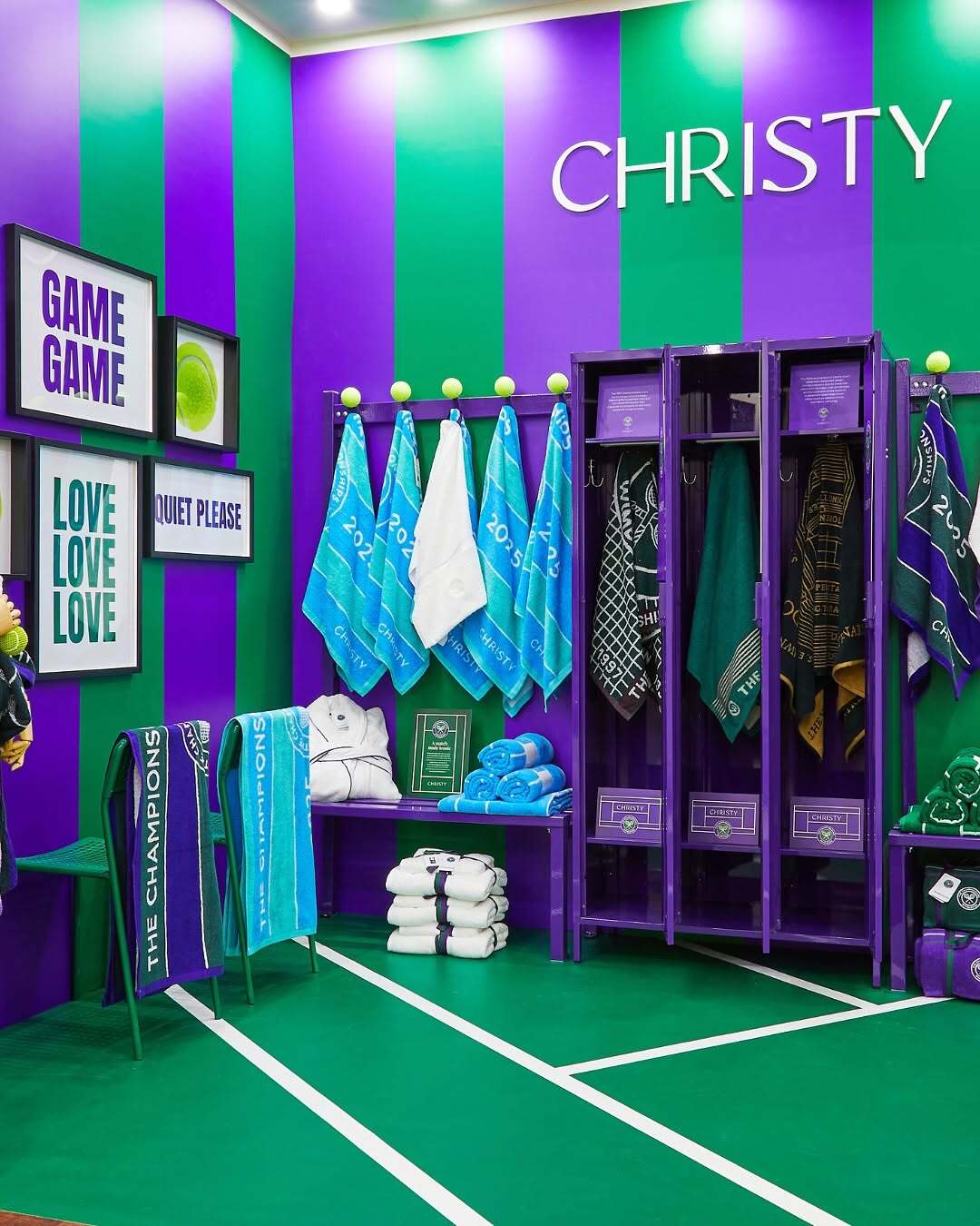 Harrods' green and purple Christy collaboration is one of the London summer pop-ups.