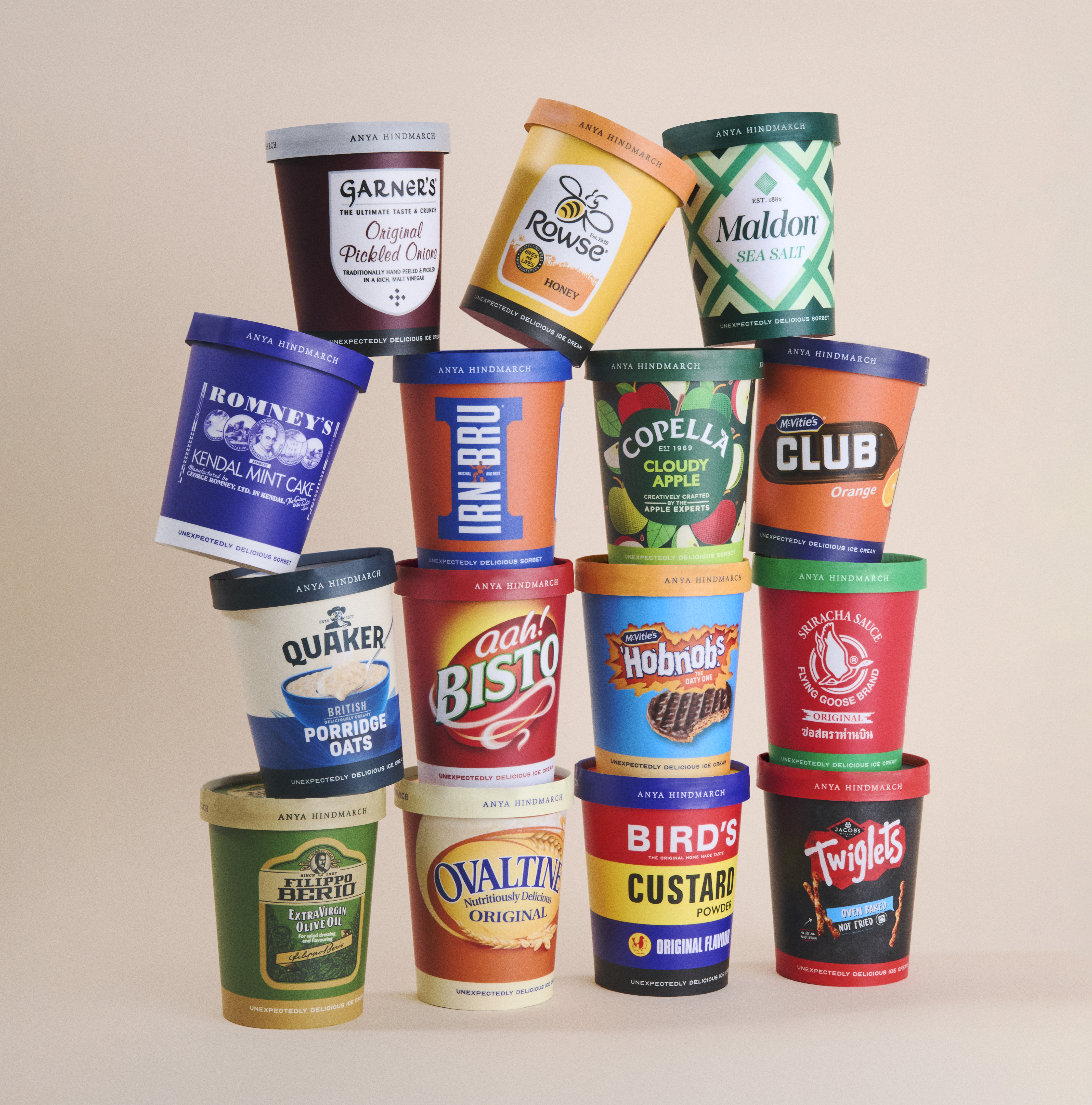 The flavour lineup of the Anya Hindmarch Ice Cream Project