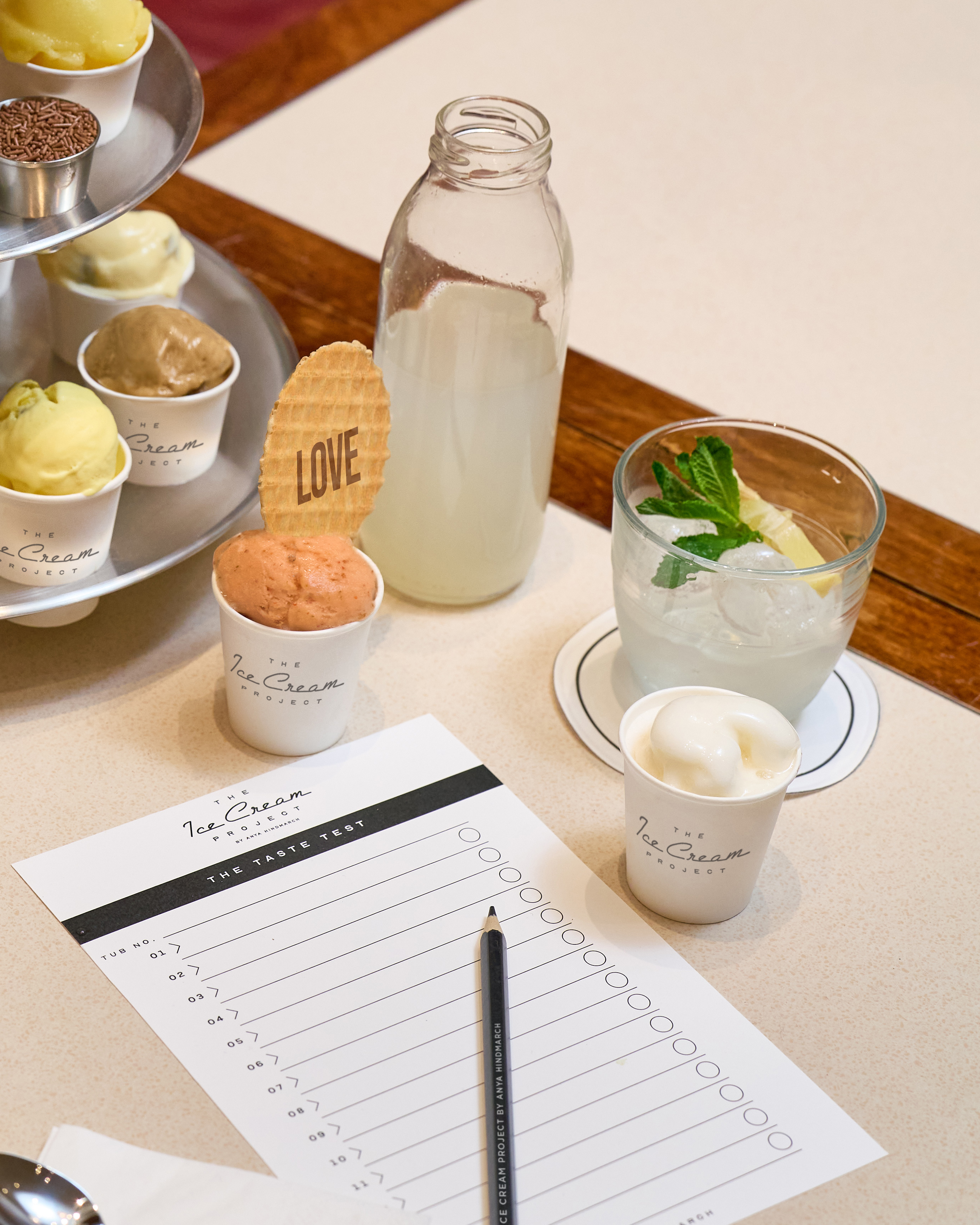 Blind taste testing at the Anya Hindmarch Ice Cream Project