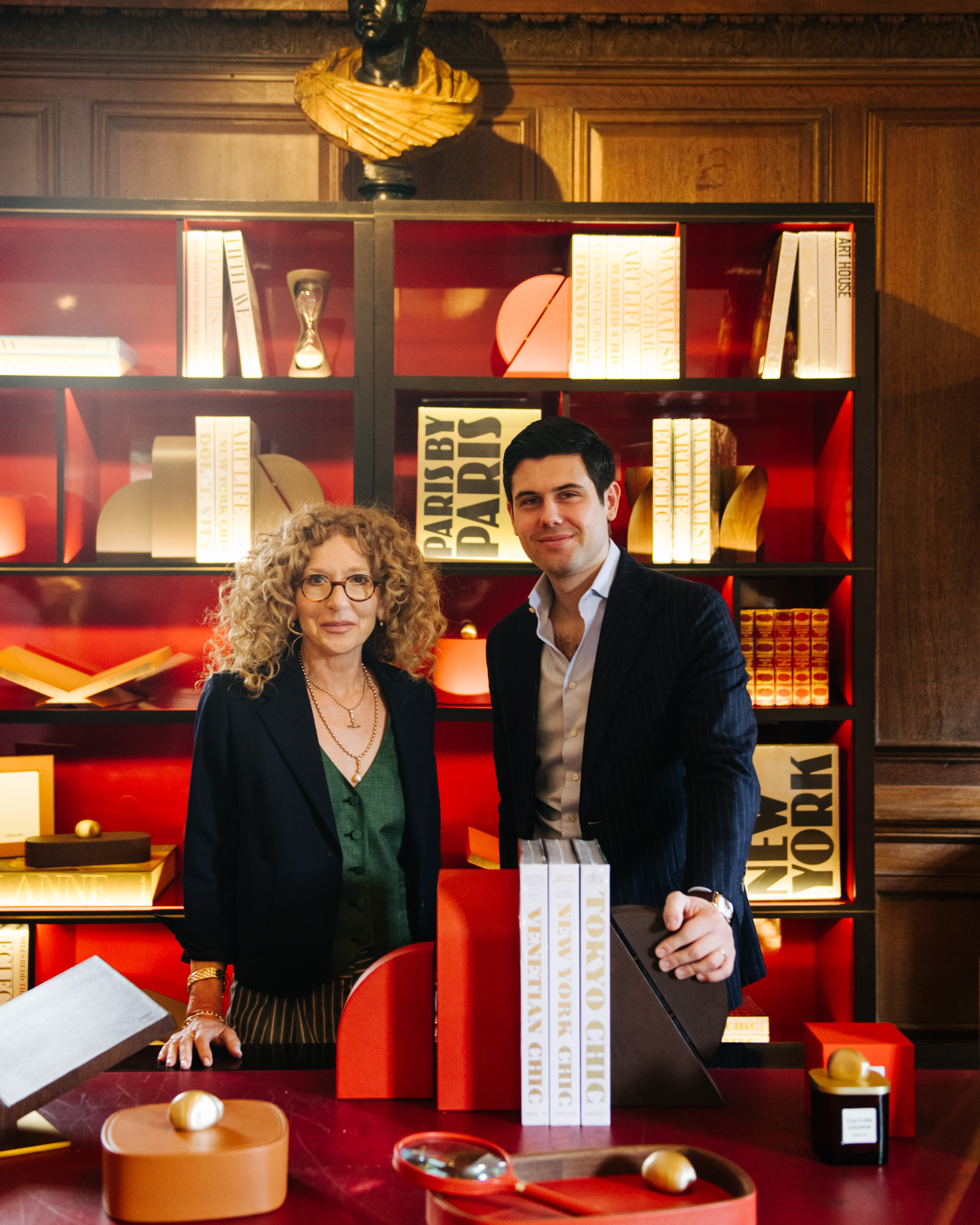 Kelly Hoppen and Alexandre Assouline for the launch of The Library by Maison Assouline.