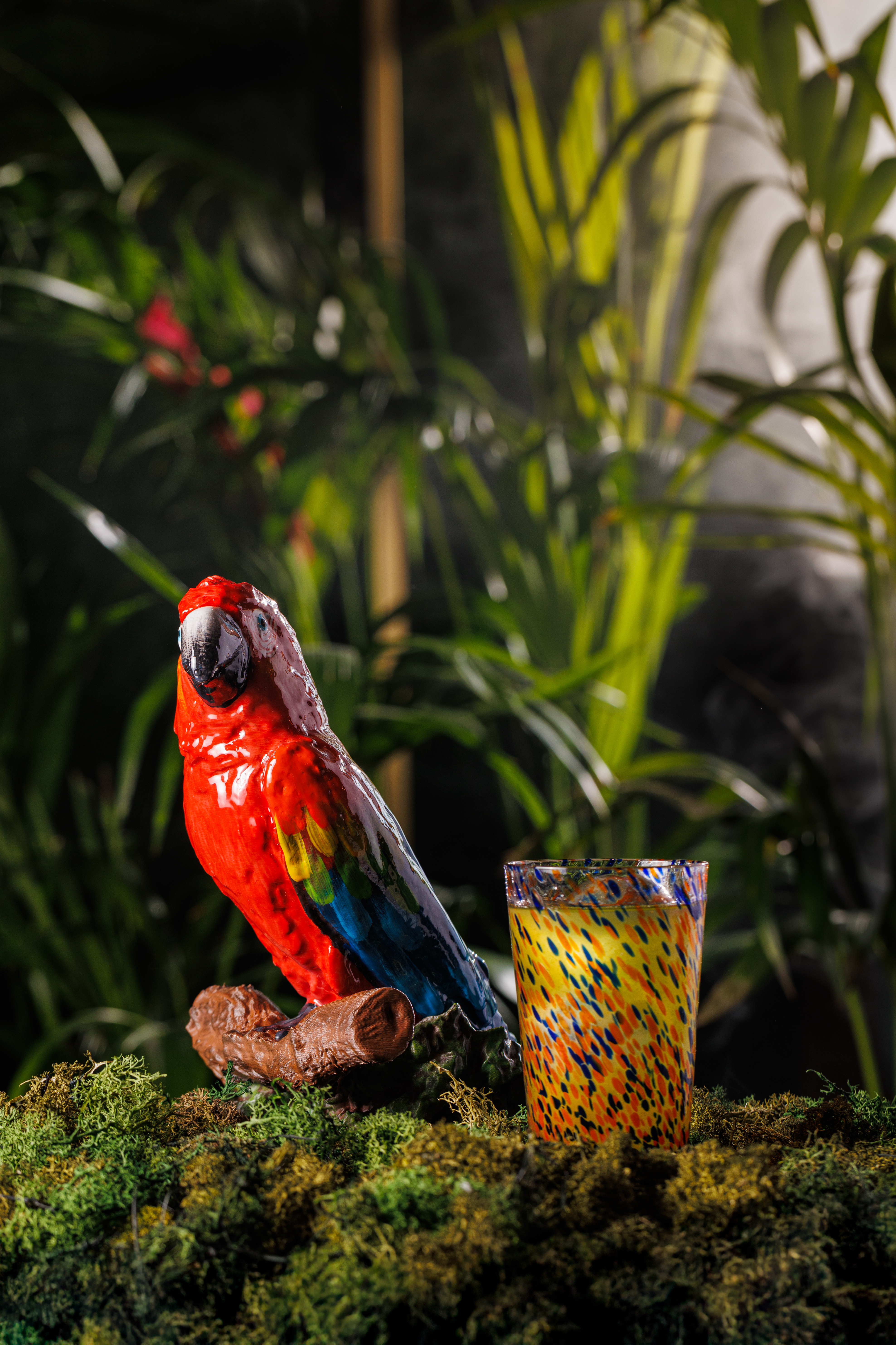 Amazonico Rainforest Cocktails - Tapajos, served in a Rainbow Macaw.