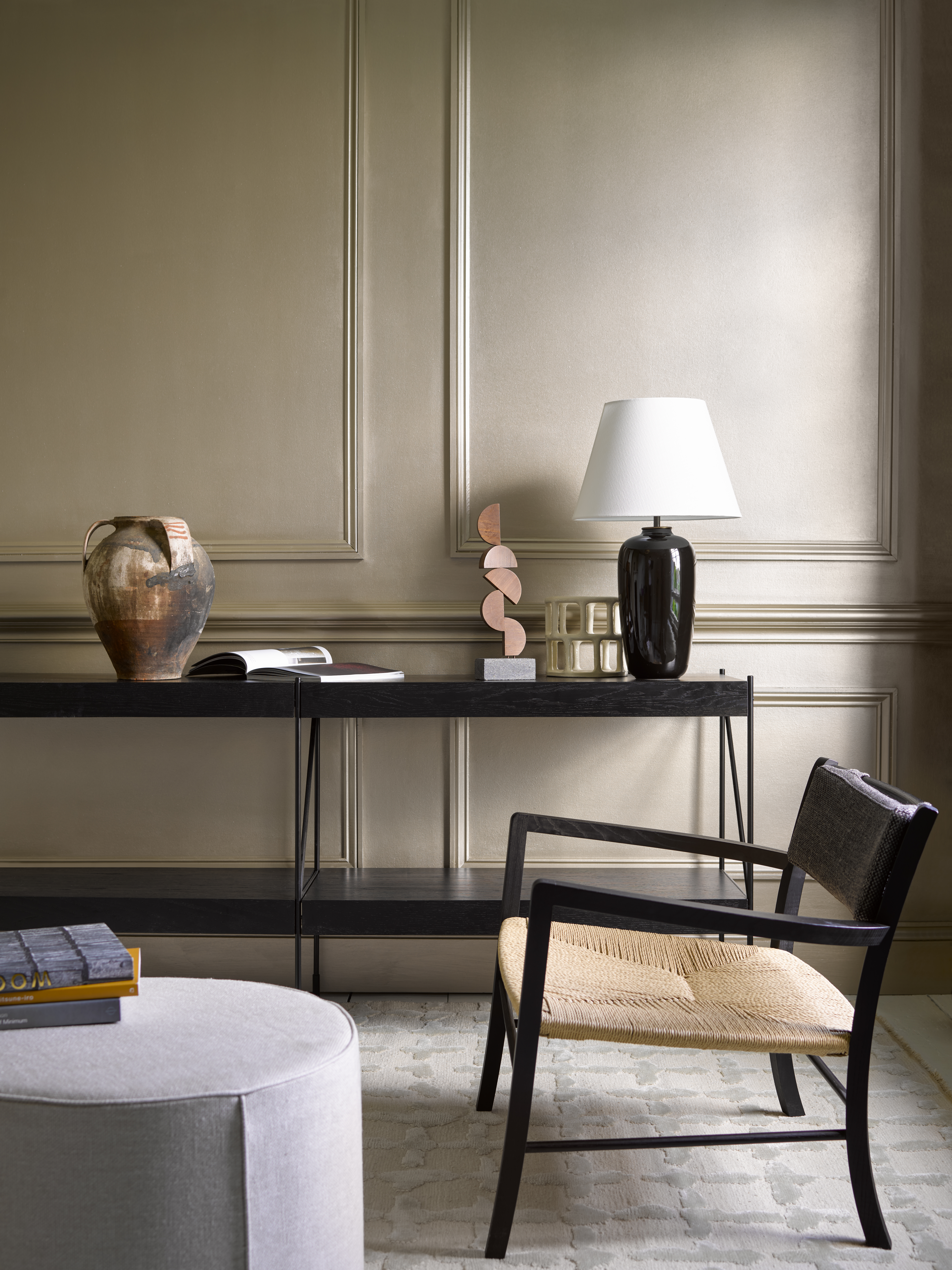 Crafted by Crown Paints - Lustrous Metallic silver paint on a living room wall.