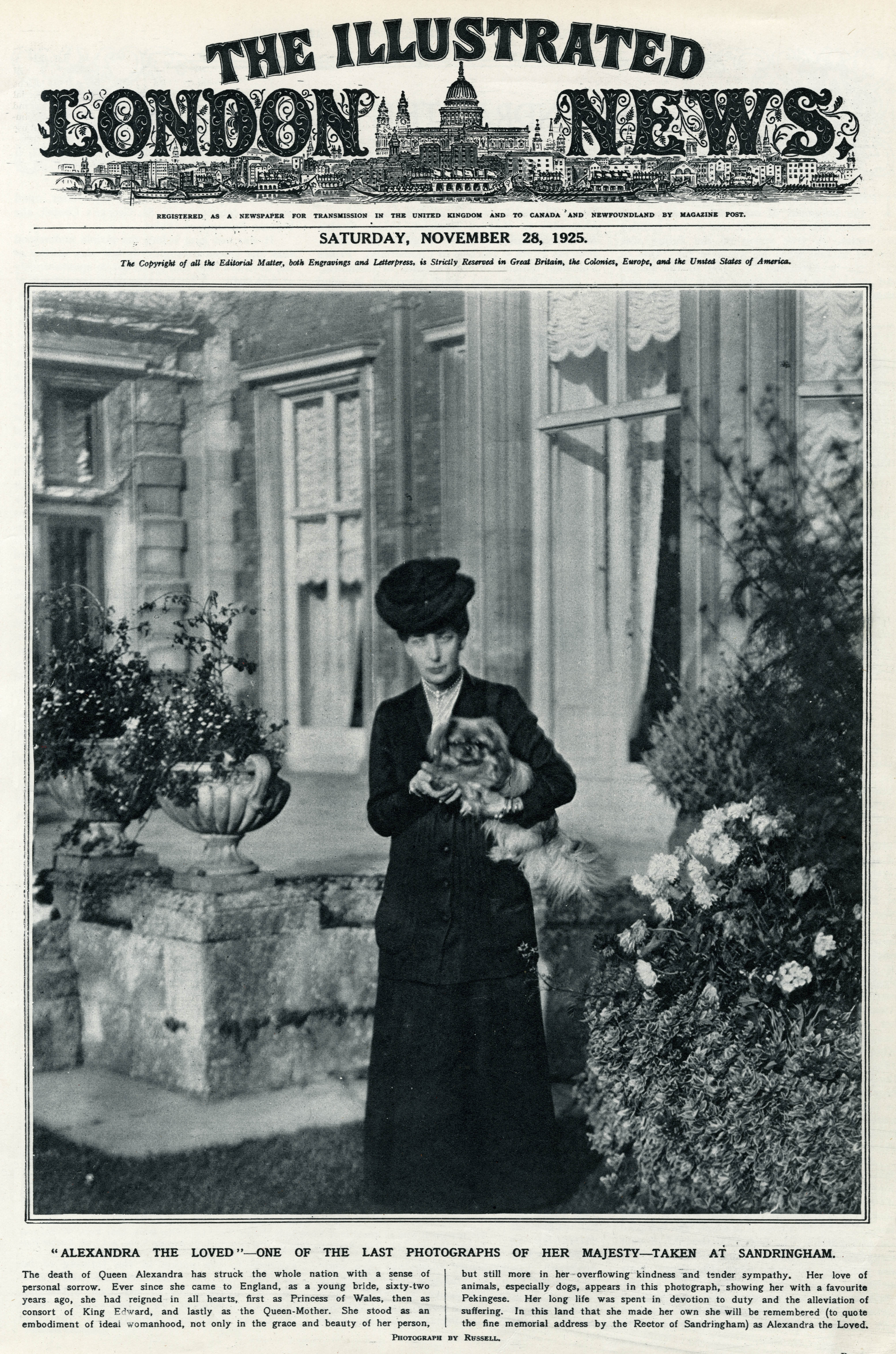 In the history of the royal dogs, Queen Alexandra is at Sandringham with her dog on a cover of an ILN