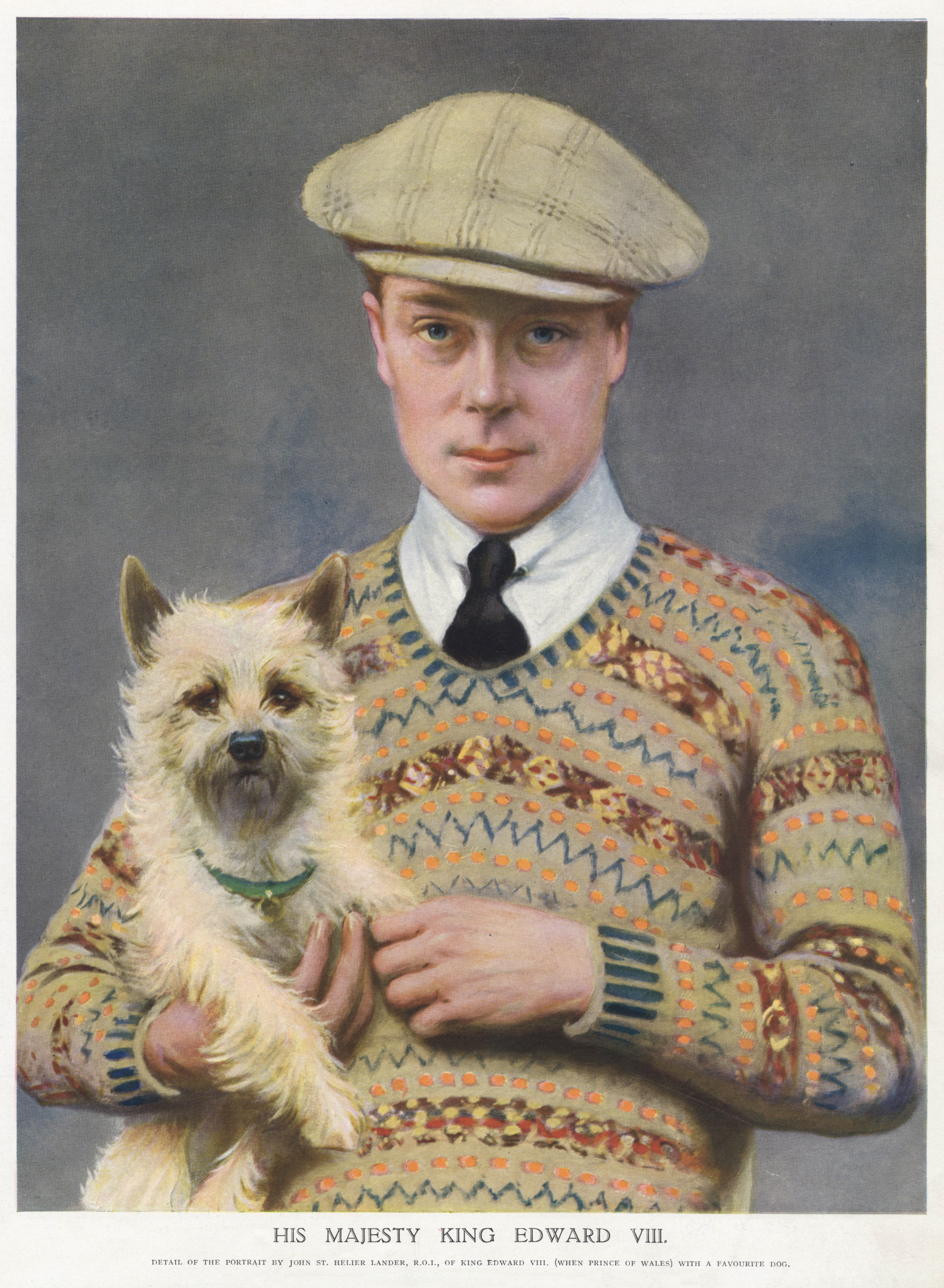 A portrait of King Edward VIII with his Cairn Terrier, painted by John St Helier Lander, adds charm to the history of the royal dogs
