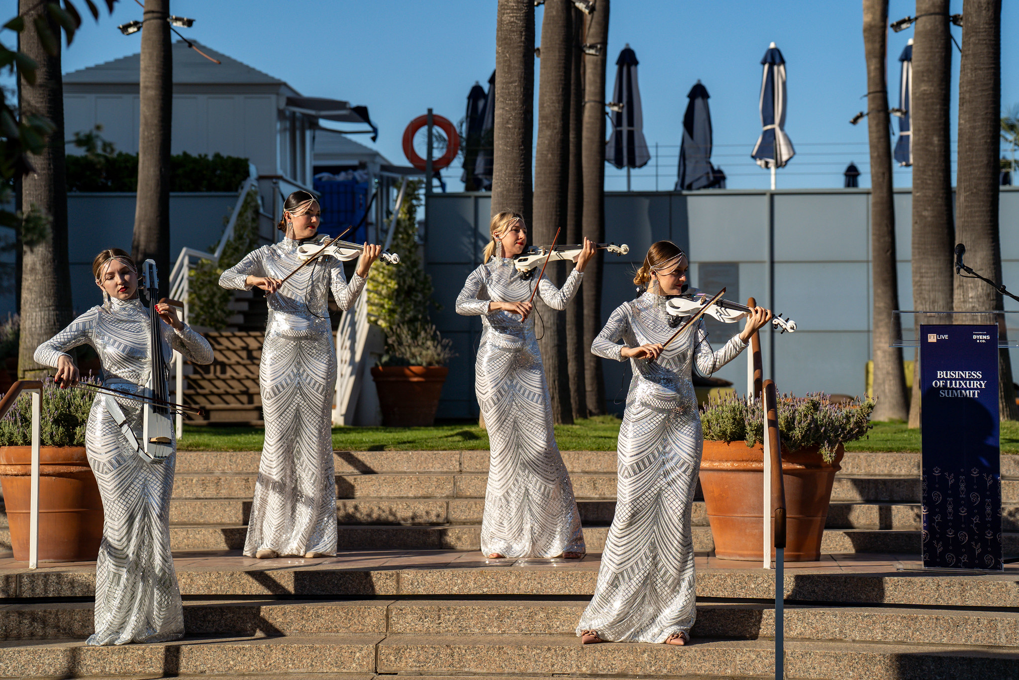 Violinists playing at the FT Business of Luxury Summit 2025 Hotel Arts Barcelona