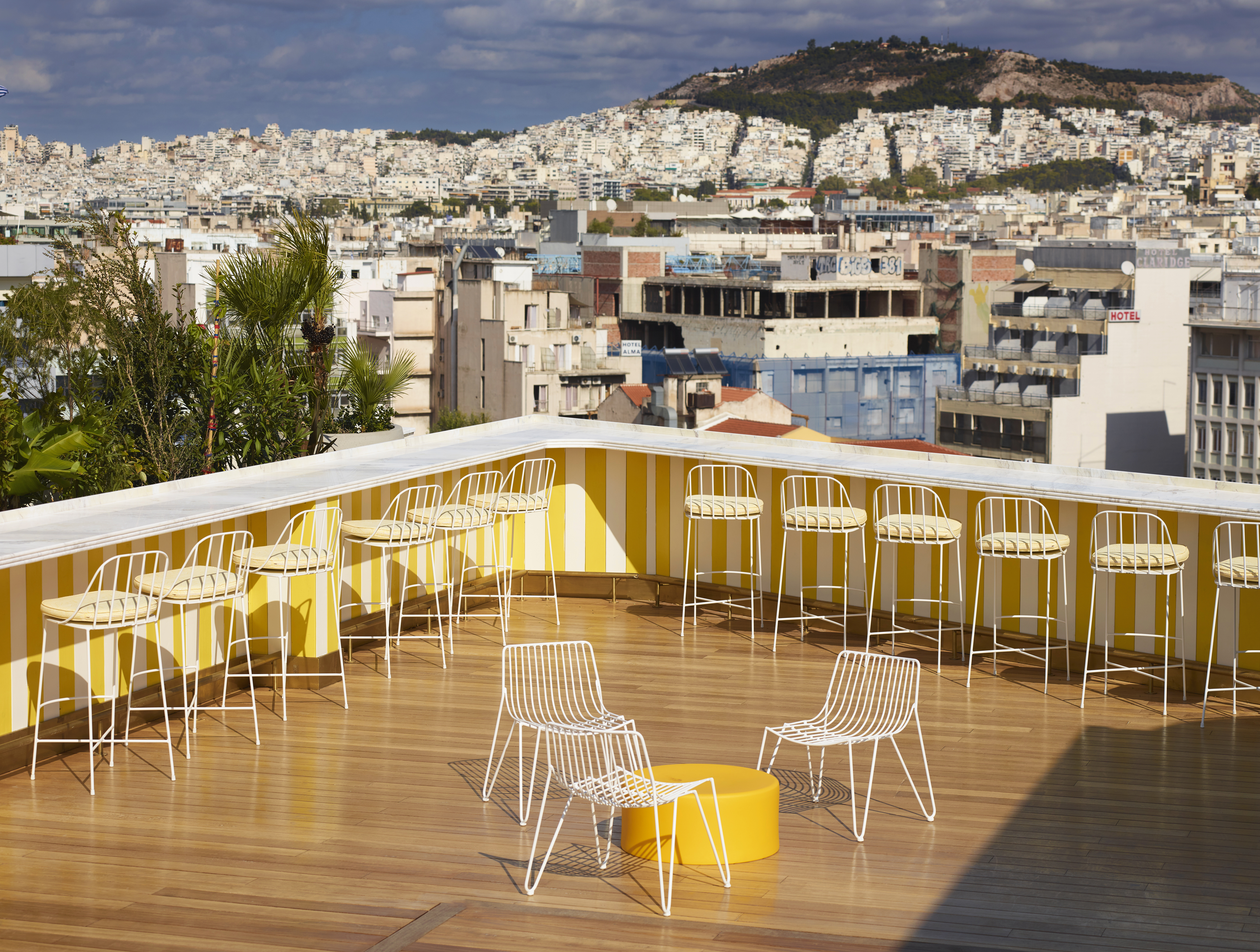 The sun terrace at the Brown Acropol Hotel Athens.