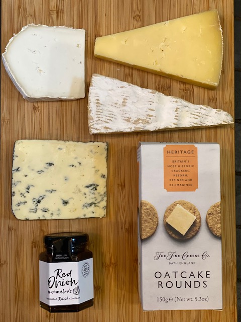 A selection of cheeses, crackers and chutney from Pistachio & Pickle.