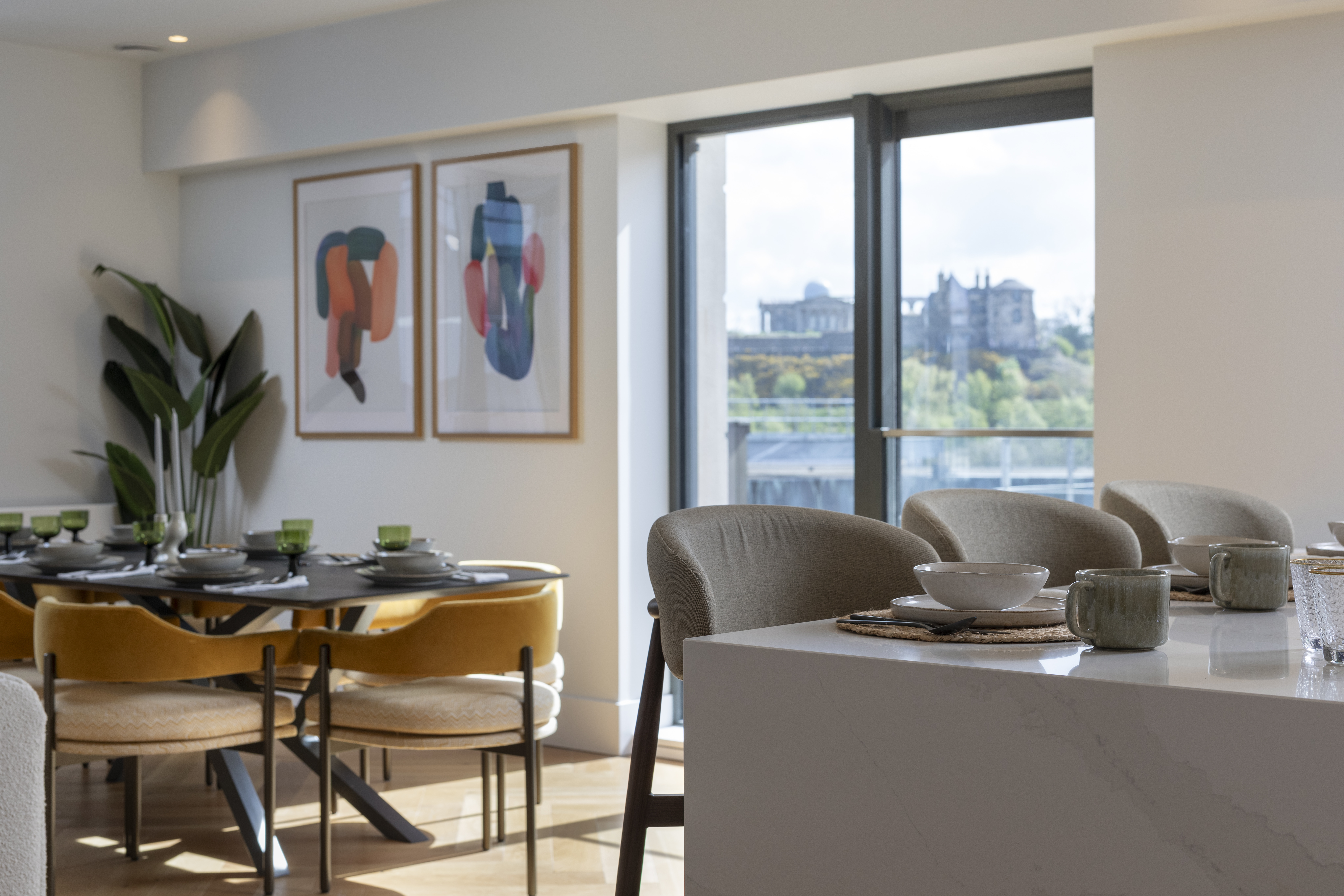 An open plan kitchen and dining area at New Eidyn Edinburgh.