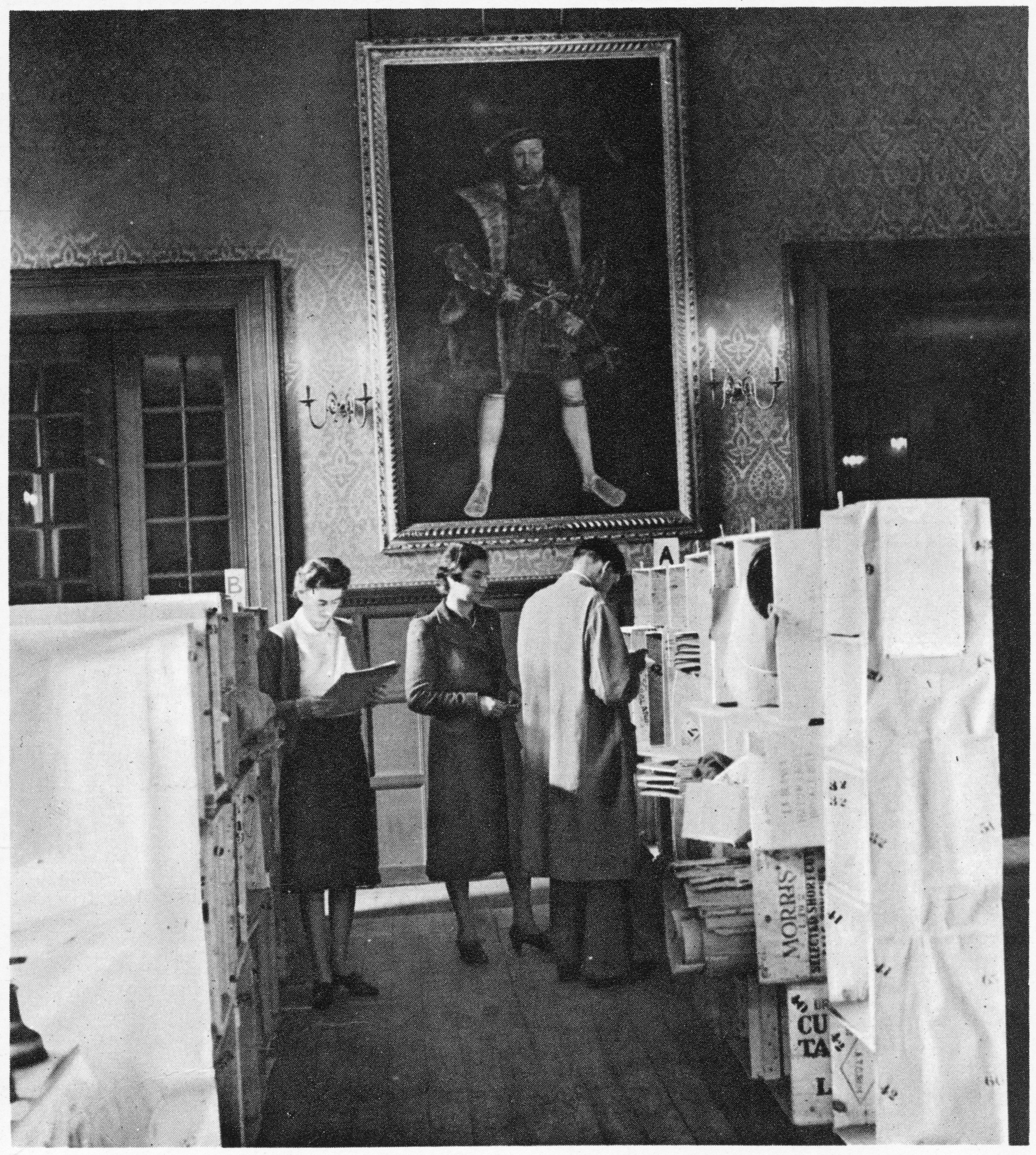 The Picture Gallery, being used to make up care packages, in St James's Palace