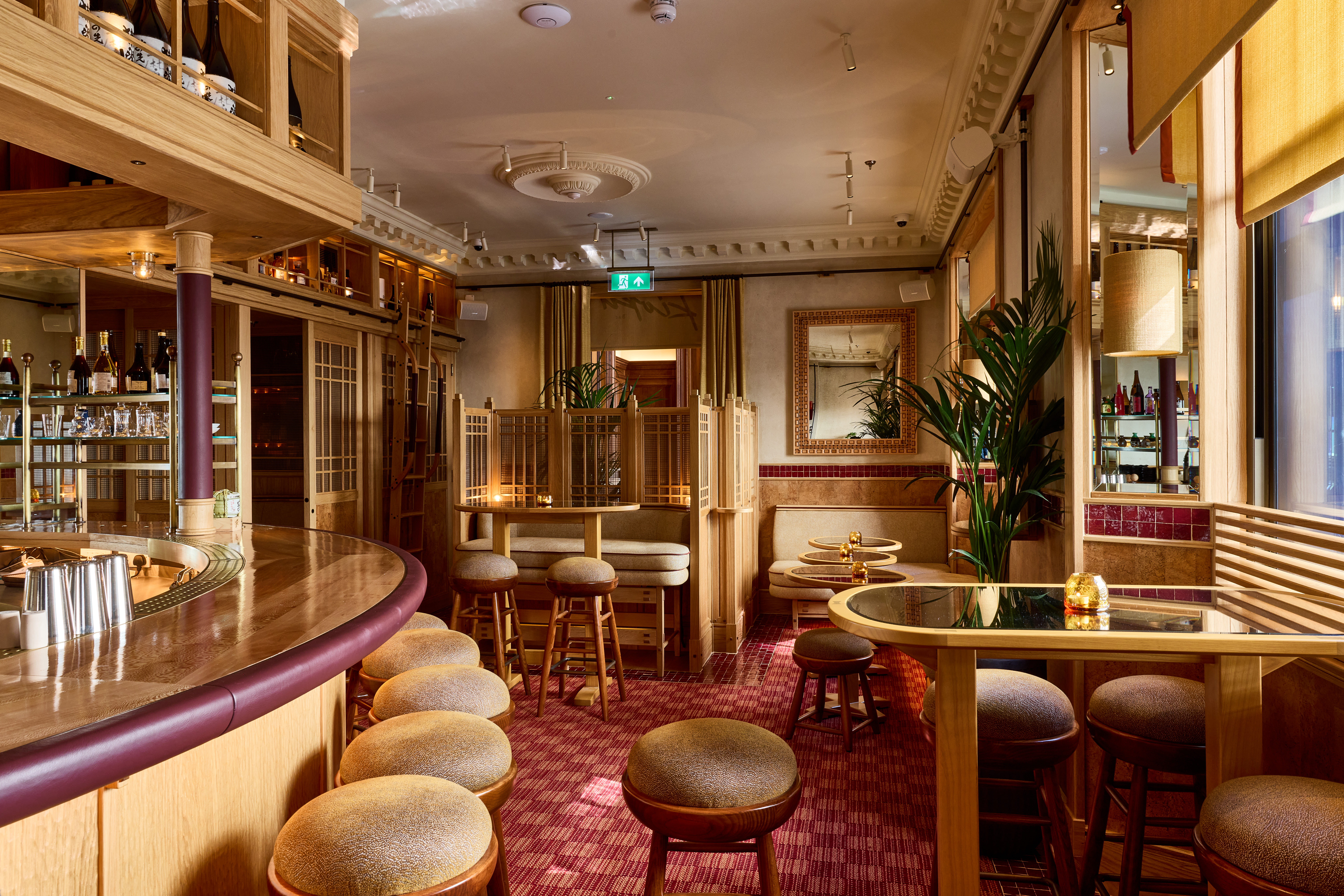 Stylish interiors at Kioku Bar found in London, serves sake