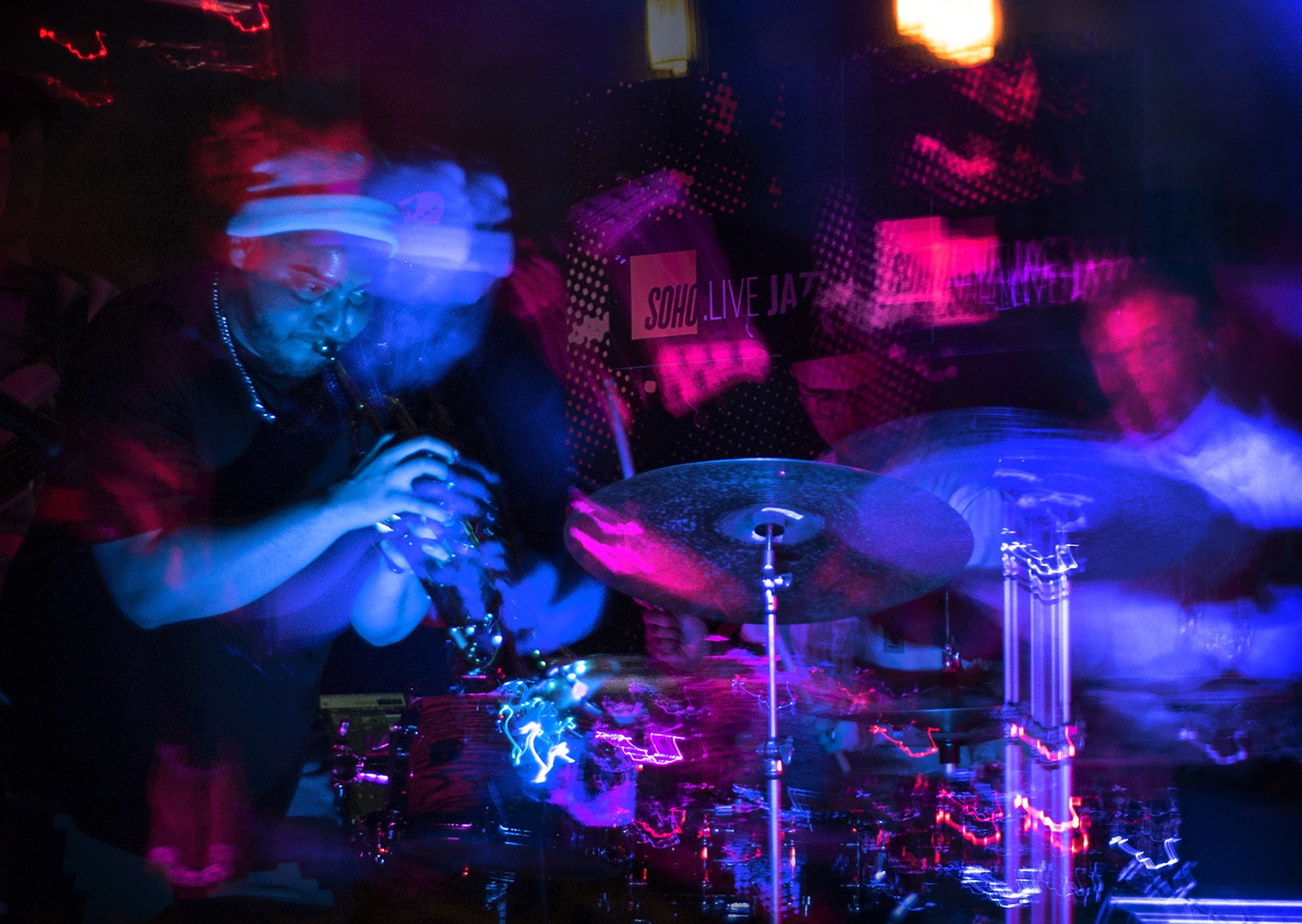 A drummer performing at Jack Solomon's, one of the best jazz bars in London.