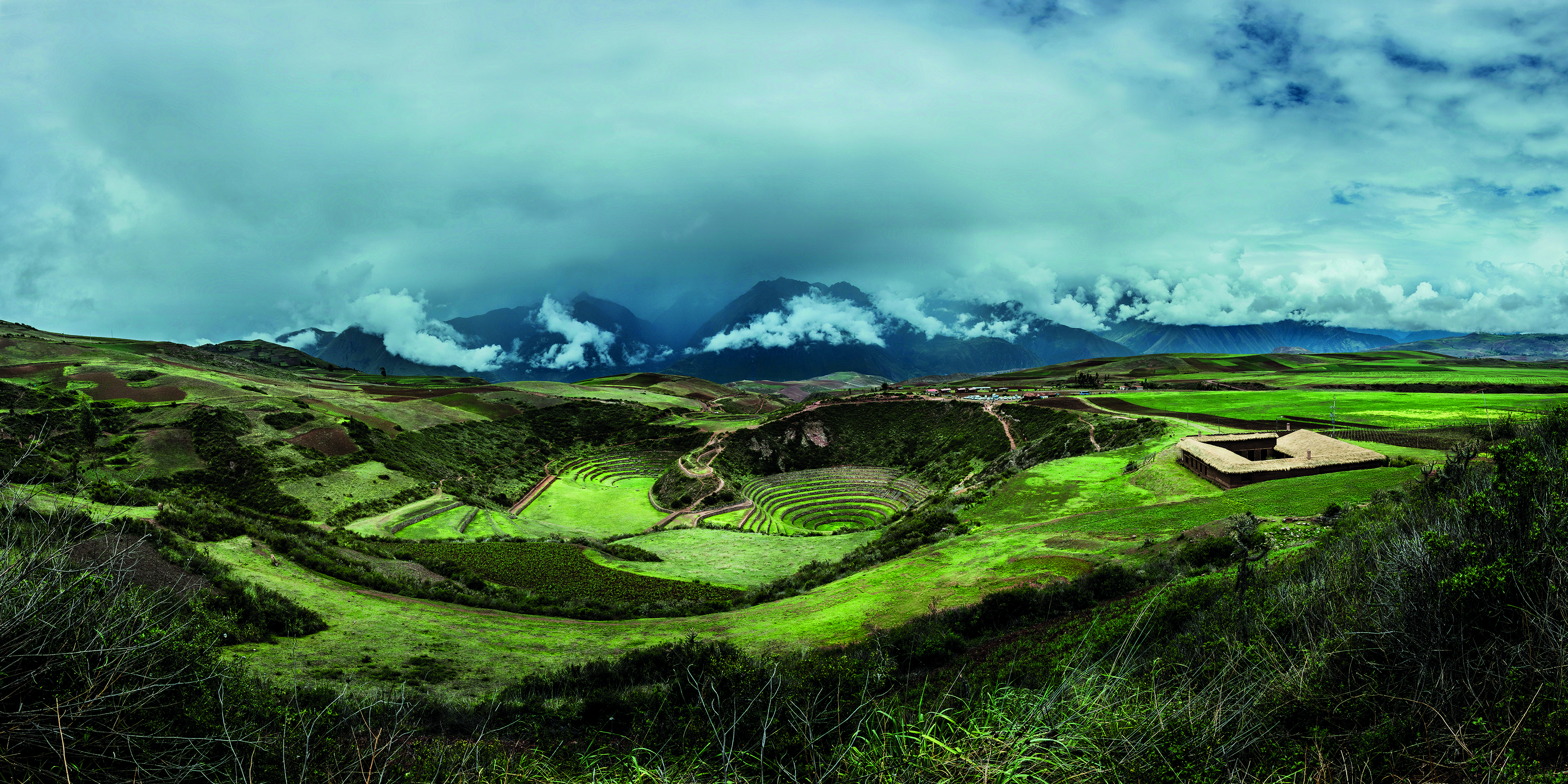 Rolling agricultural fields around MIL Centro in Peru.
