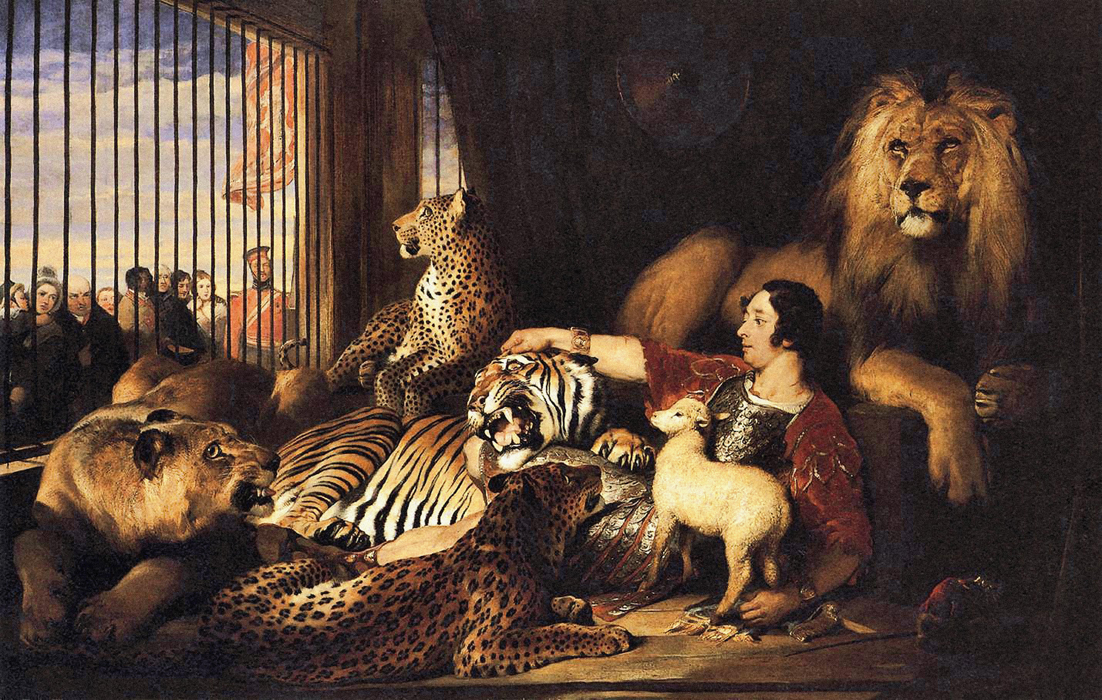 Painting of 'Isaac van Amburgh and his animals' in St James's Palace.