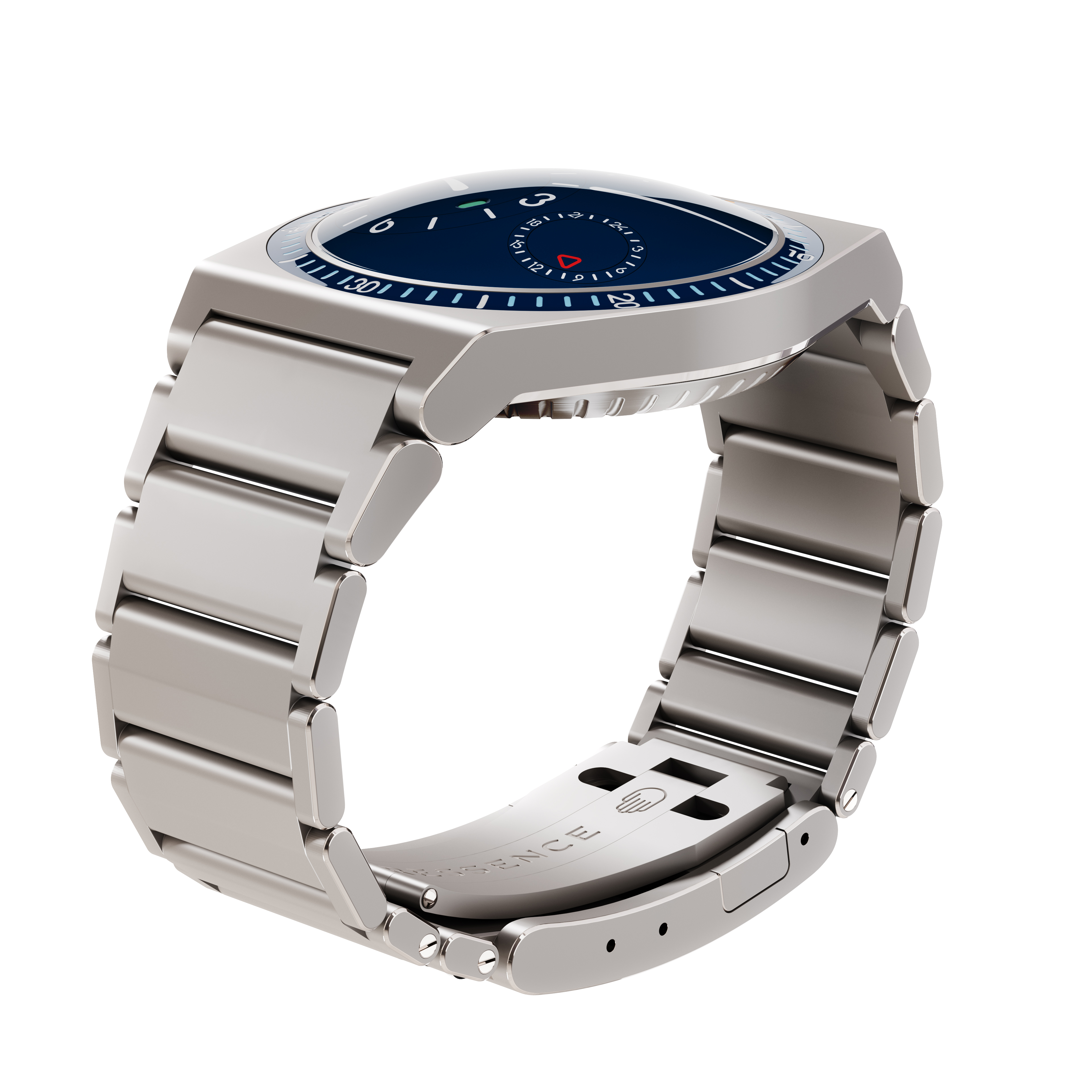 The Ressence Type 7 watch shown, featuring a surprisingly light titanium case and bracelet.