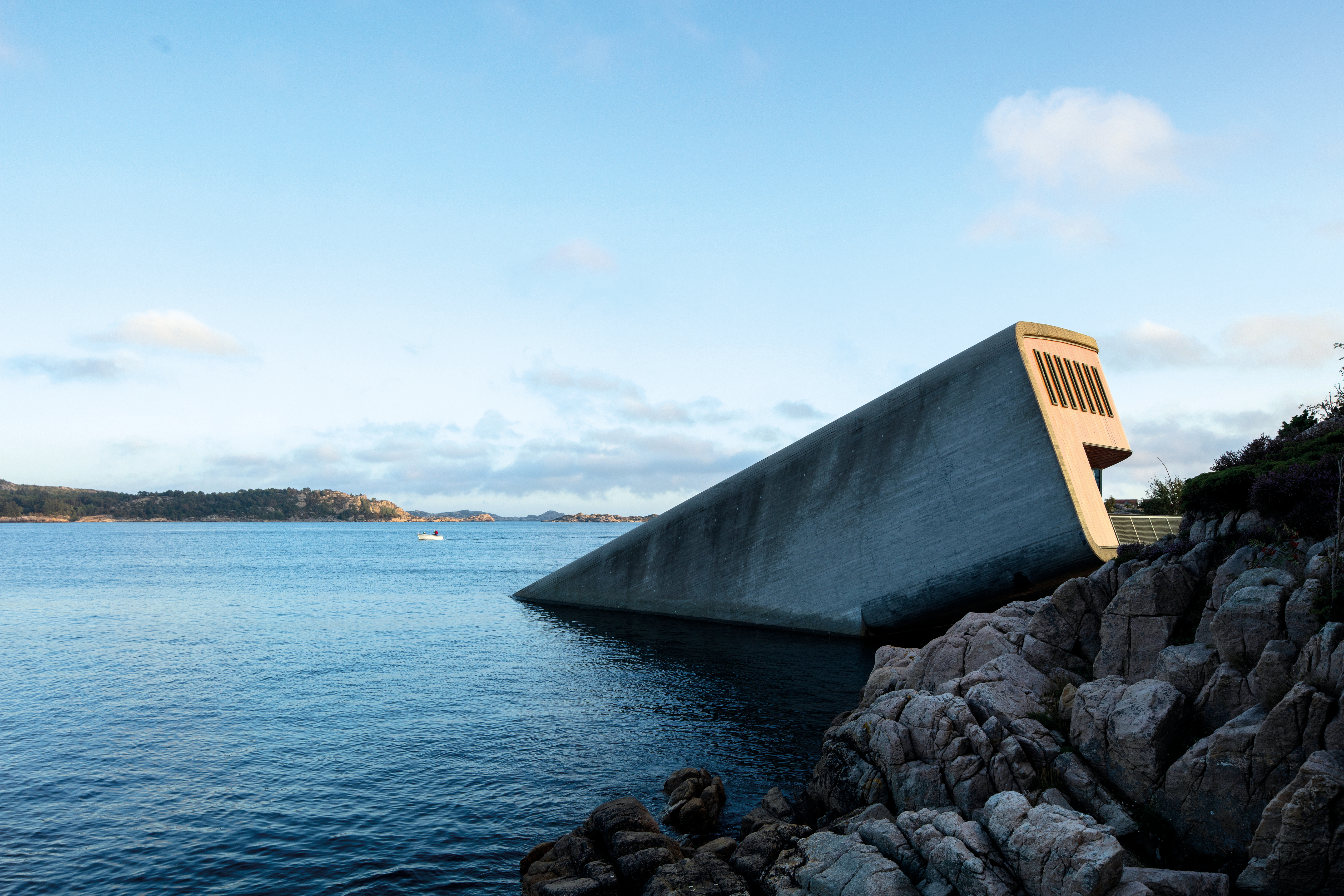 The exterior of Under Norway submerged into the sea.