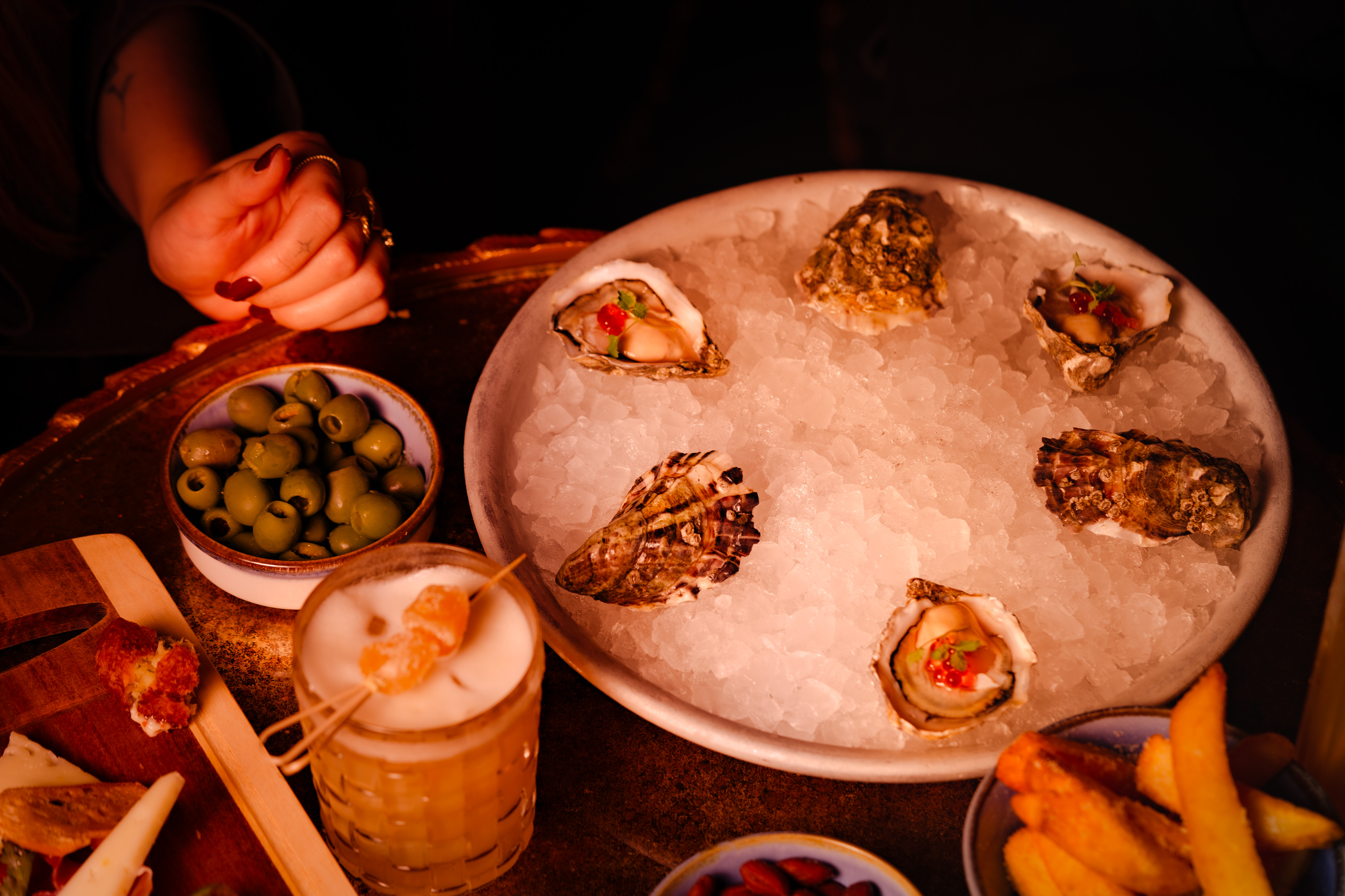 Oysters in London - Japanese dressed oysters and cocktails at Zum Barbarossa.