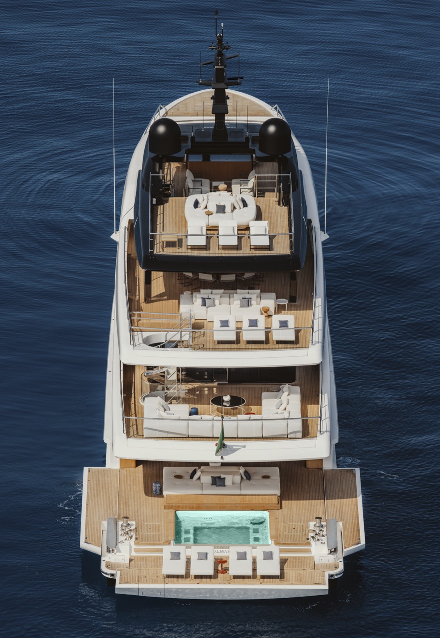 Multiple decks of the 50Steel are designed for uninterrupted ocean views.