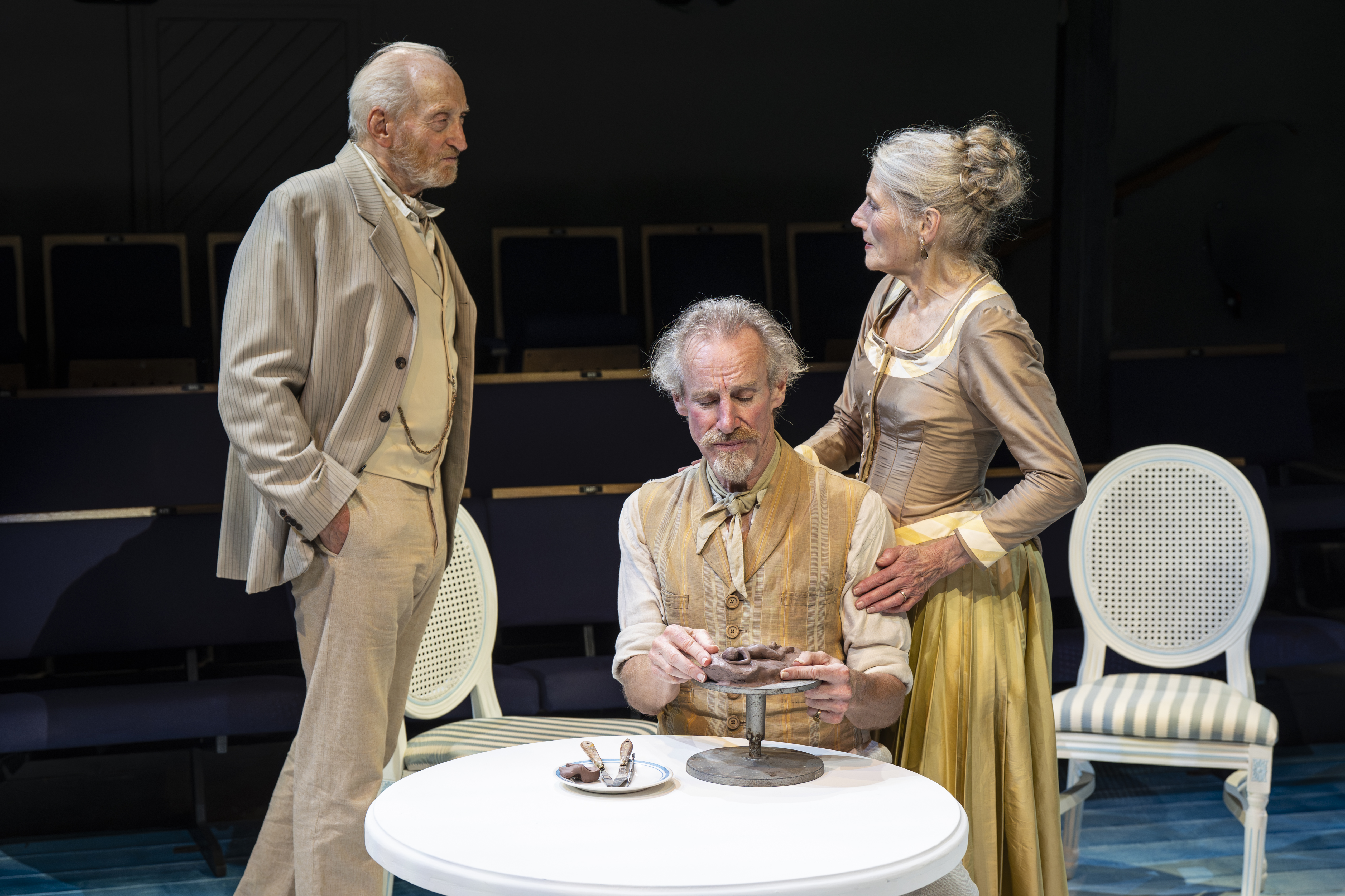 Charles Dance, Nicholas Farrell and Geraldine James in Creditors at the Orange Tree Theatre.