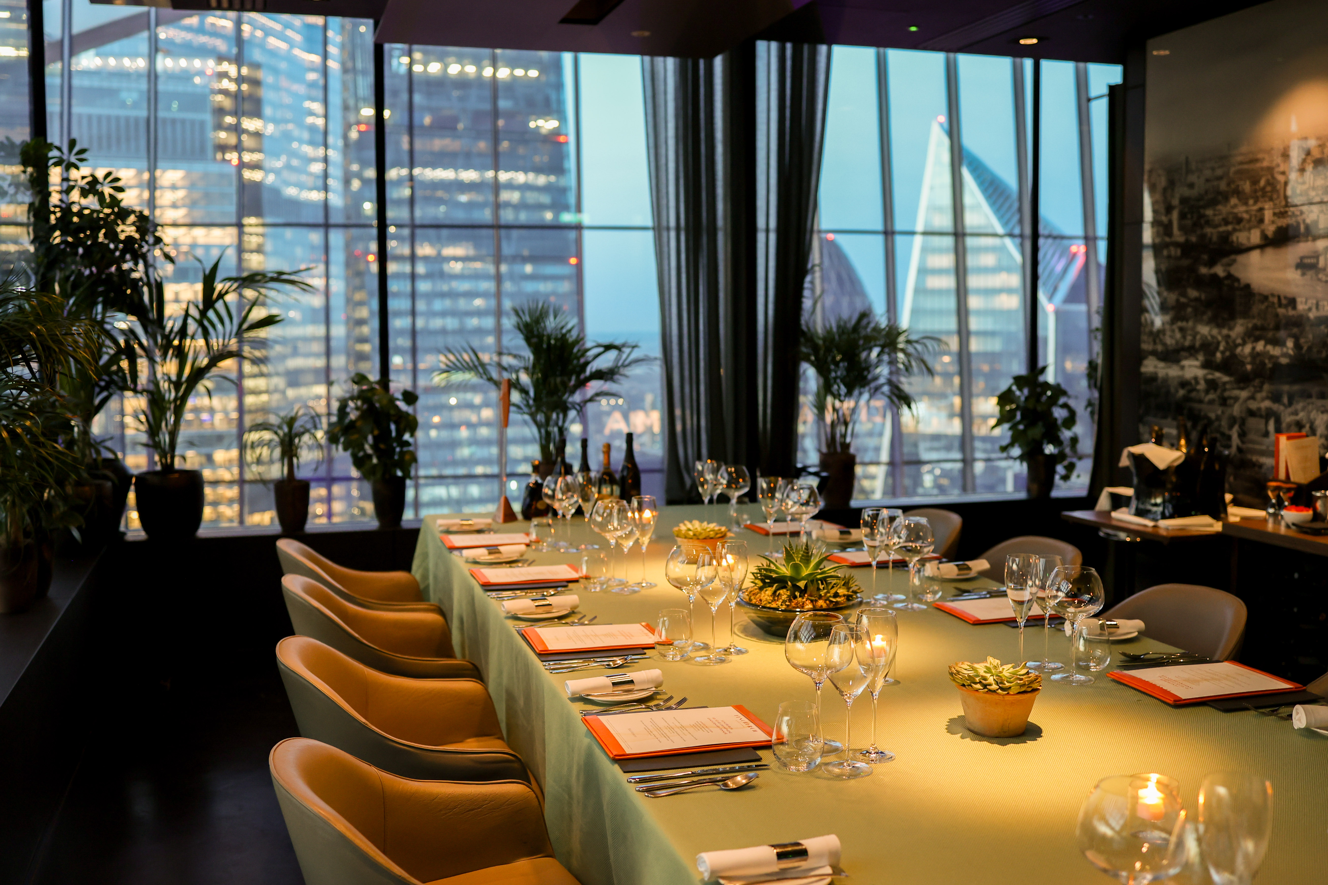 Oysters in London - the view over the City from Fenchurch restaurant.