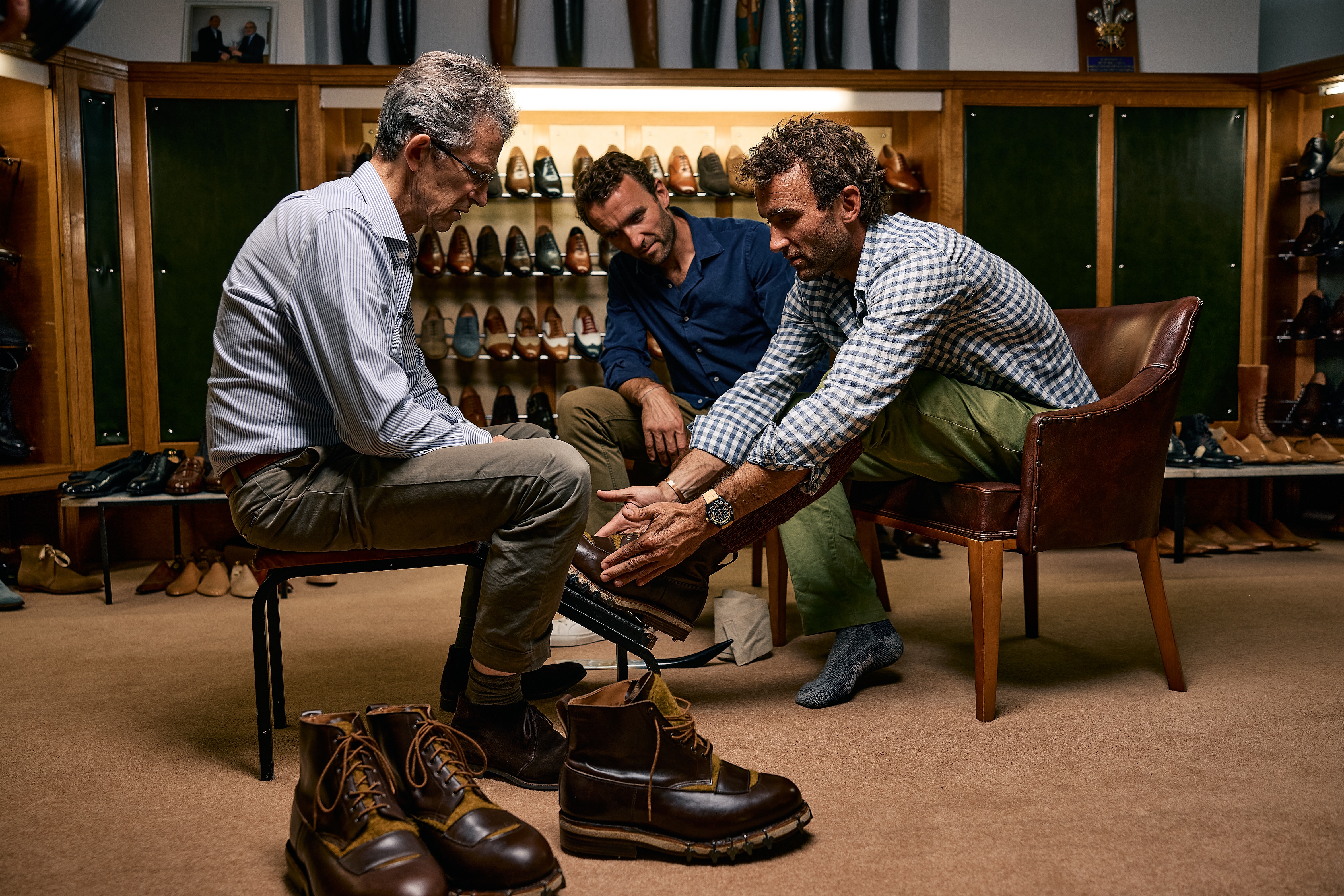 Hugo Turner trying on the Crockett & Jones Mallory Boot.