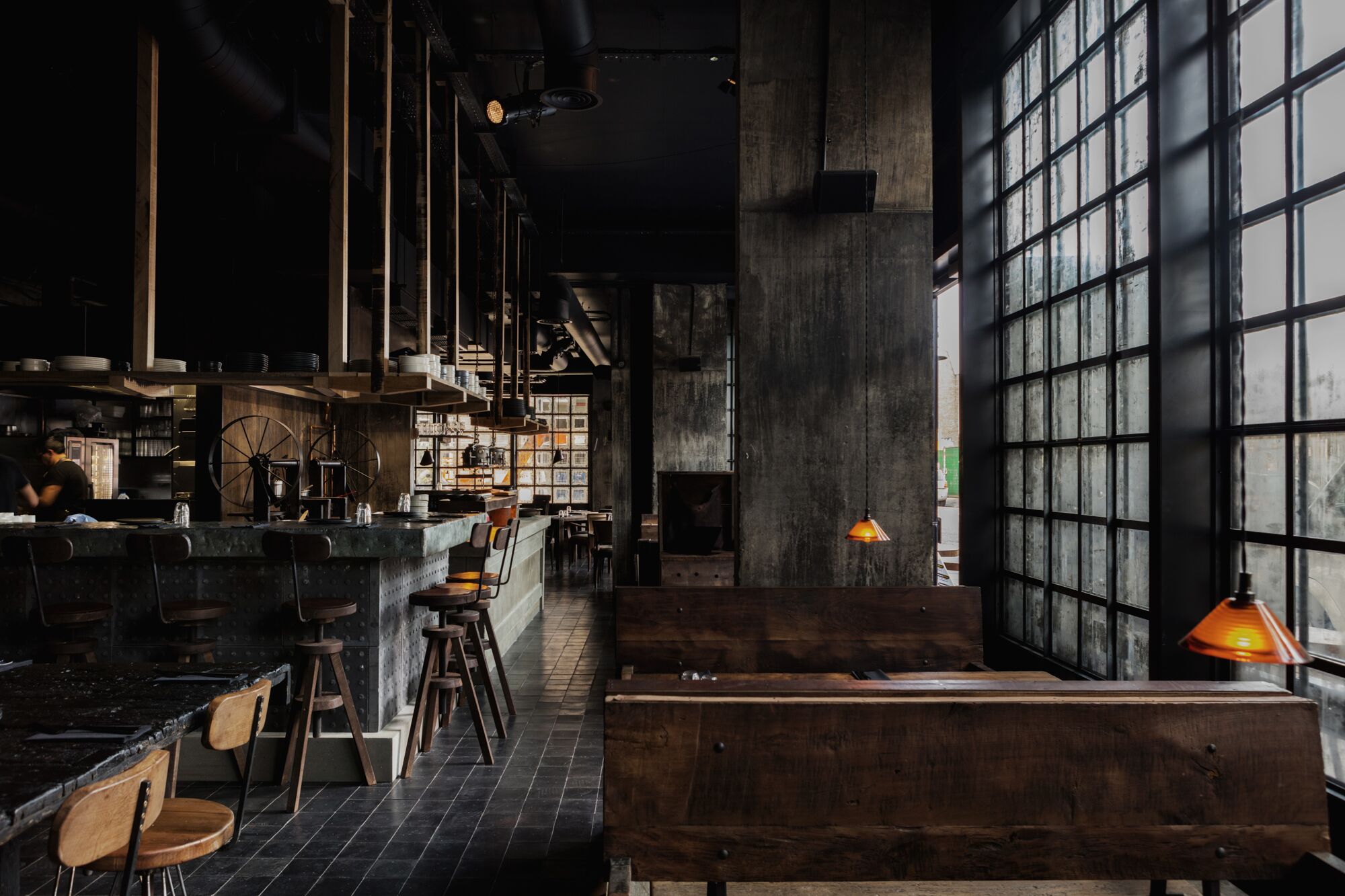 SMOKESTAK interior, a great restaurant with open-fire cooking.