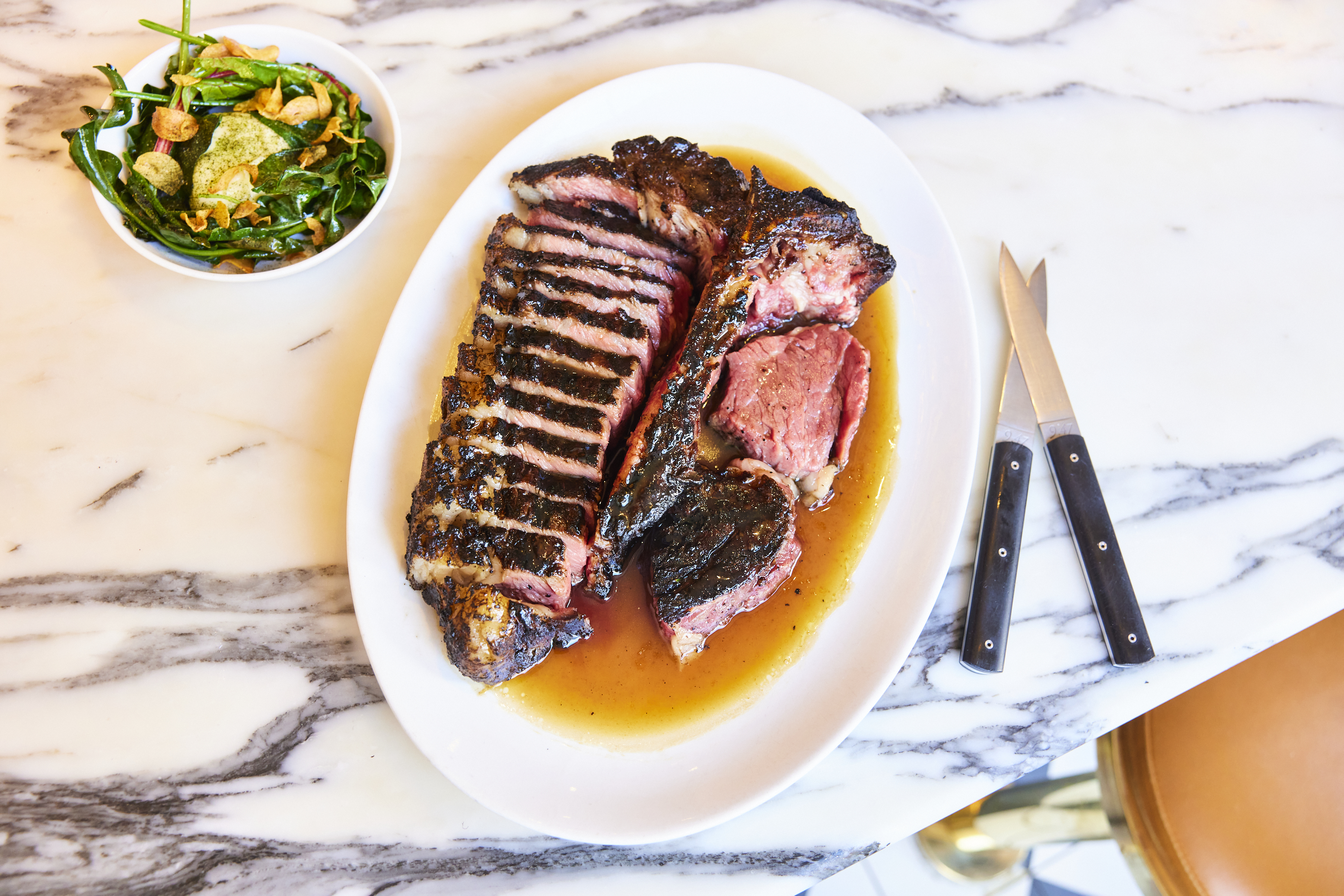 The steak, cooked on an open-fire at restaurant Dorian.