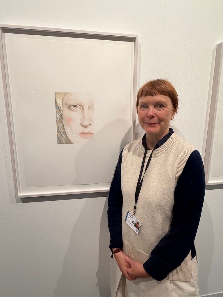 Emma F by artist Sarah Ball is shown at the Frieze Fair 2025.