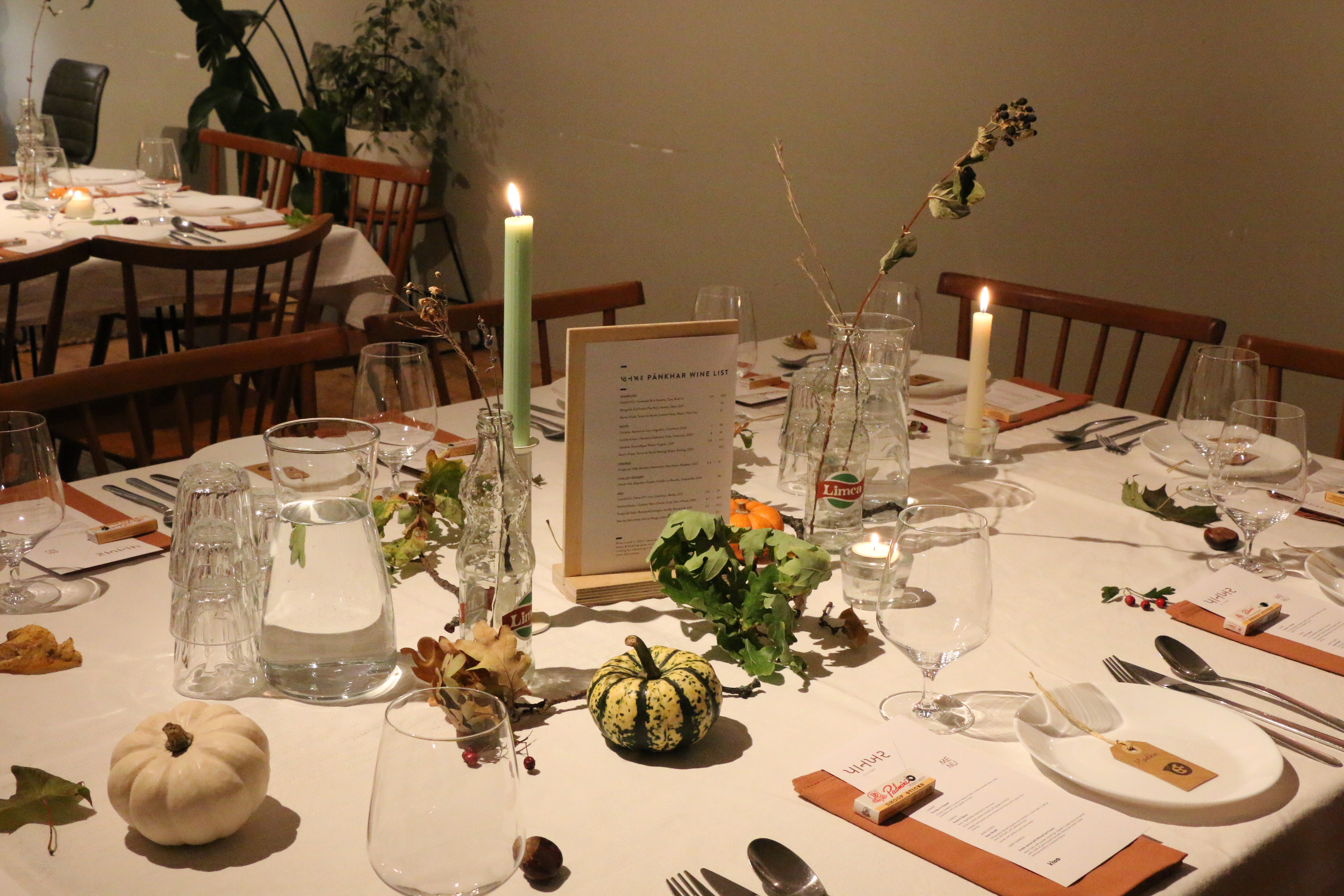 Autumnal table at Khao suppers, London supper clubs
