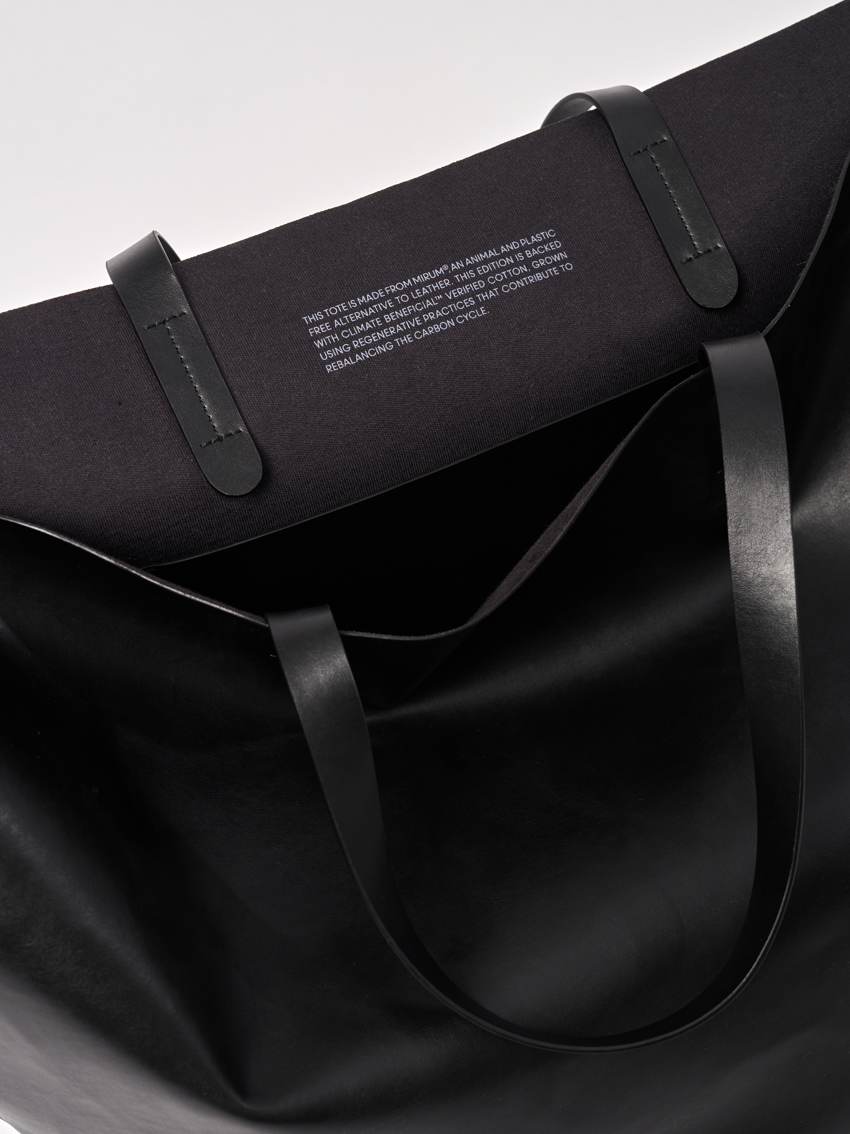 Pangaia's Gaia tote bag made from a bio-textile called MIRUM® an animal and plastic free alternative to leather.