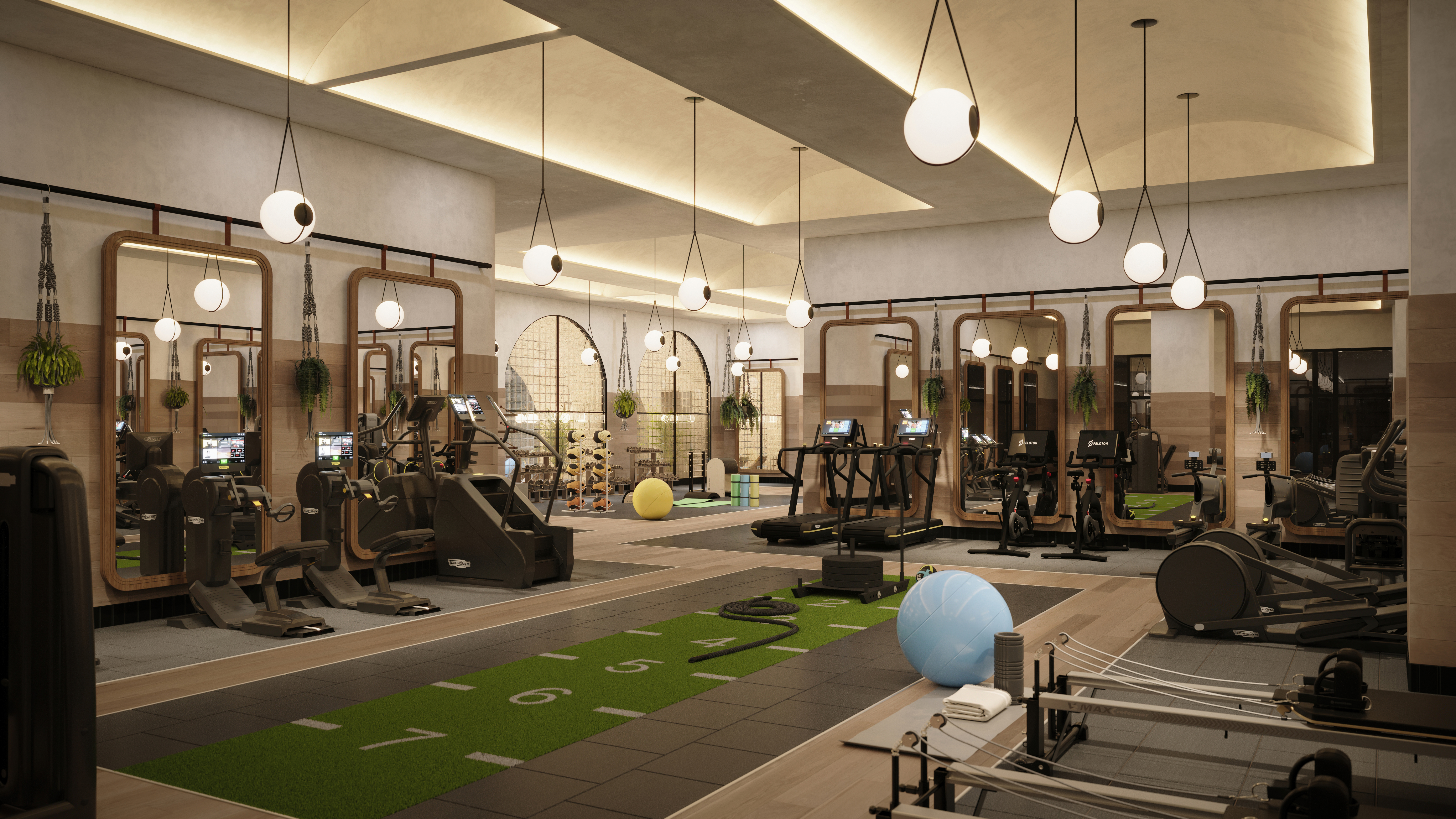 Six Senses gym, luxury wellness properties. 