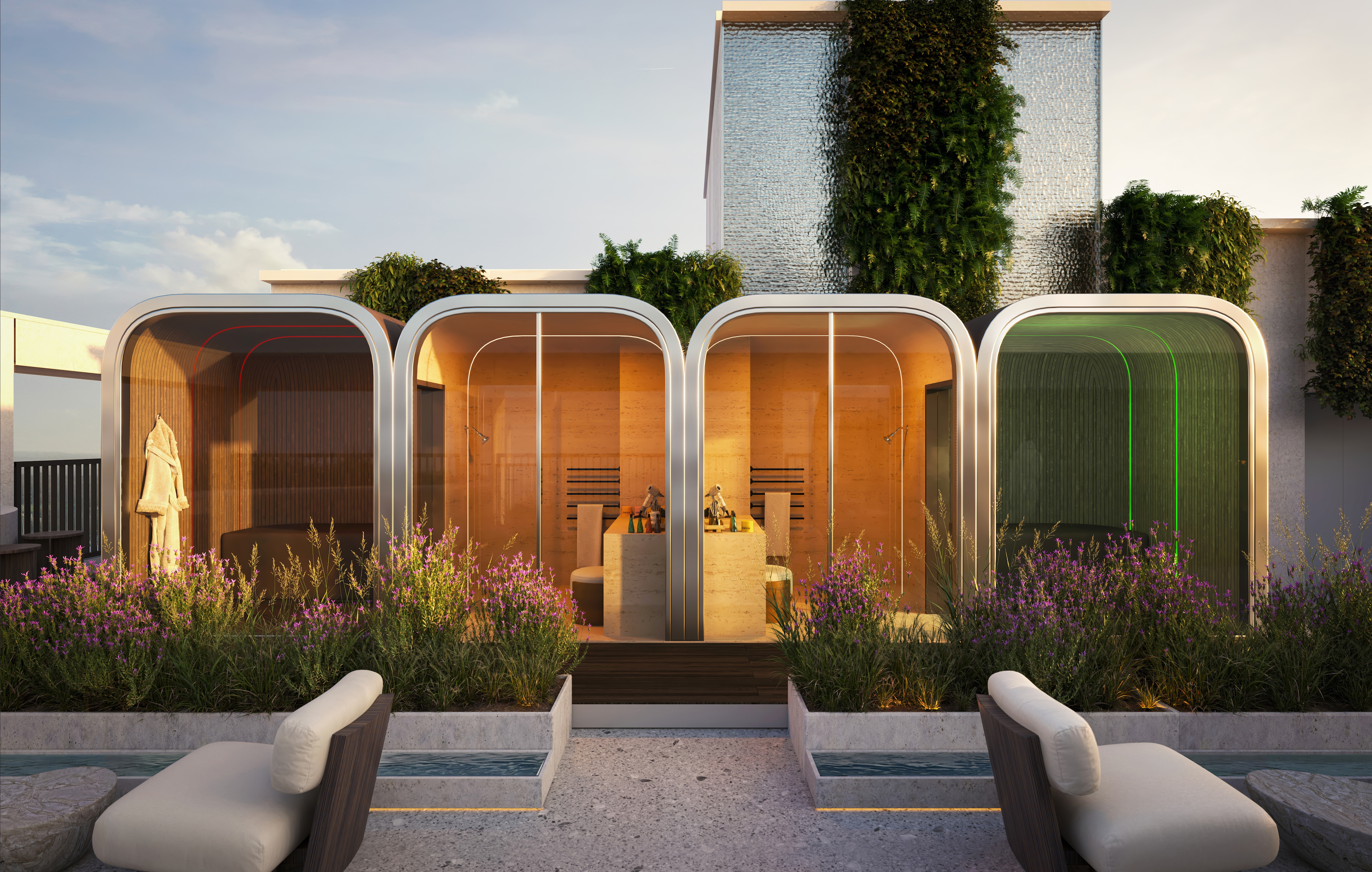 Wellness pods, luxury wellness properties. 