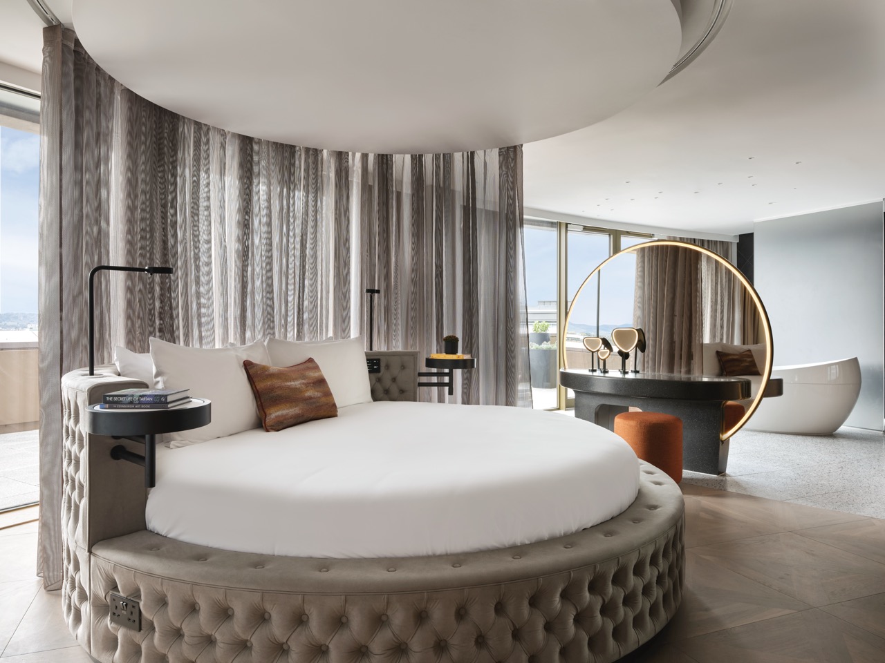 The bedroom in the Penthouse Suite, W Edinburgh.