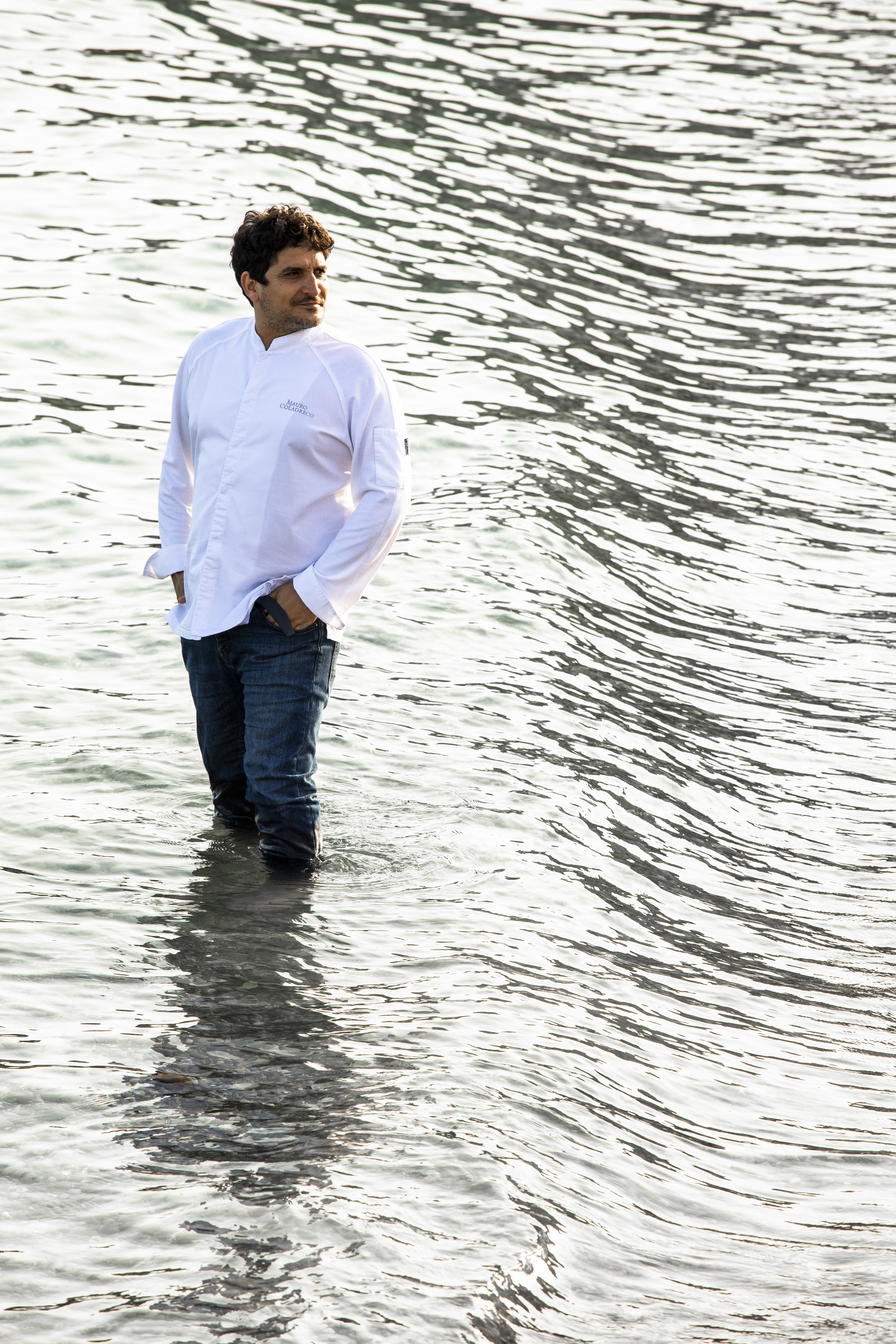 Mauro Colagreco Raffles in water. 