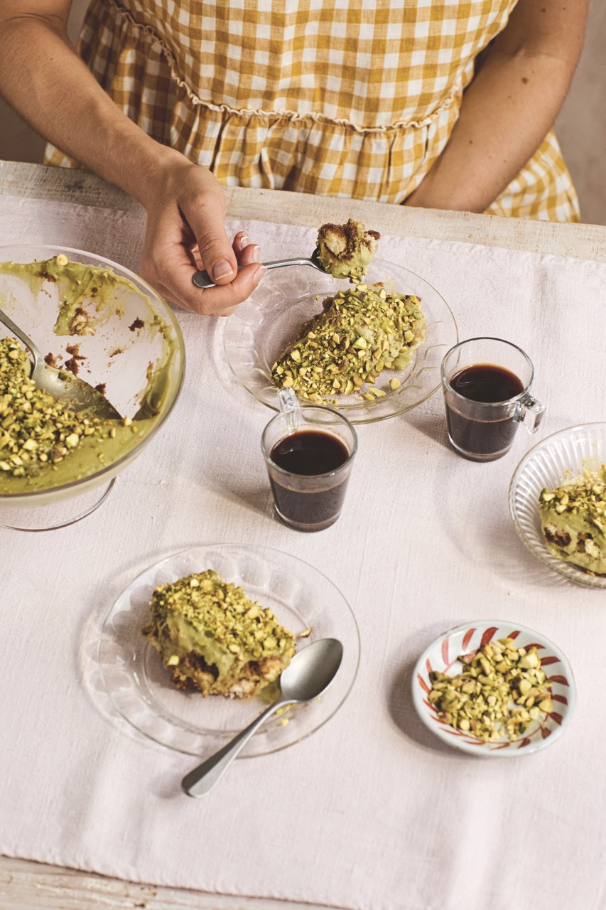 Alexandra Dudley cookbook, pistachio tiramisu. 