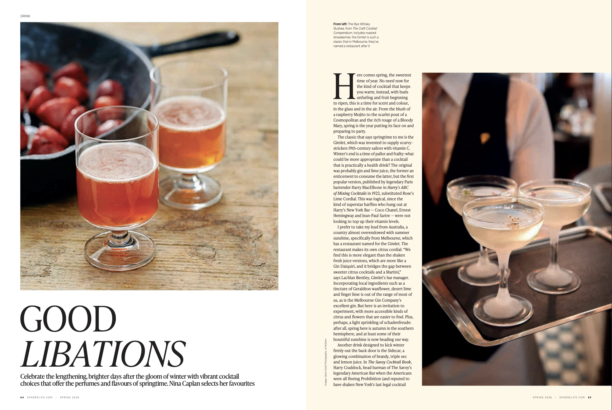 Cocktails SPHERE spring magazine. 