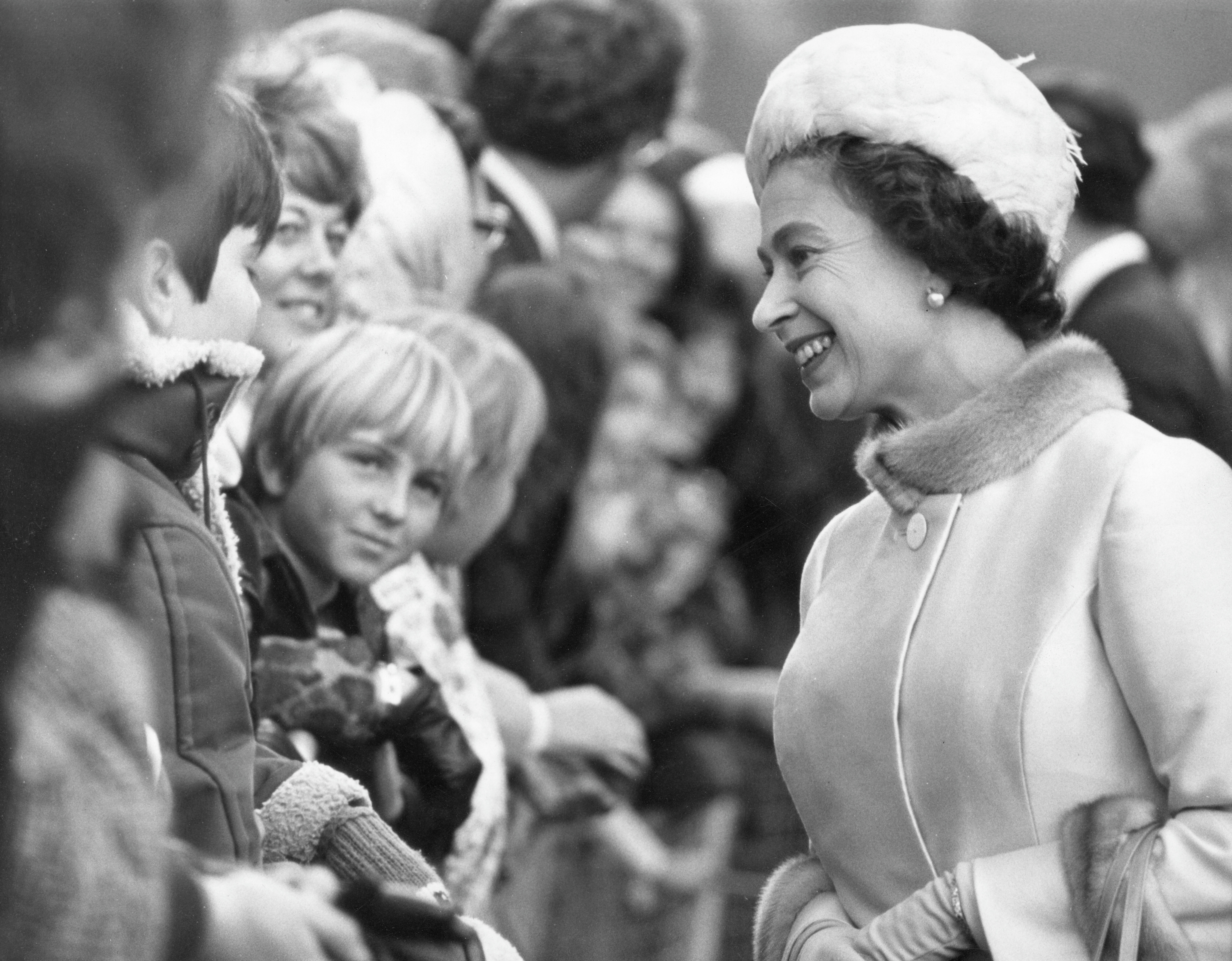 Queen Elizabeth birthday, greeting crowds. 