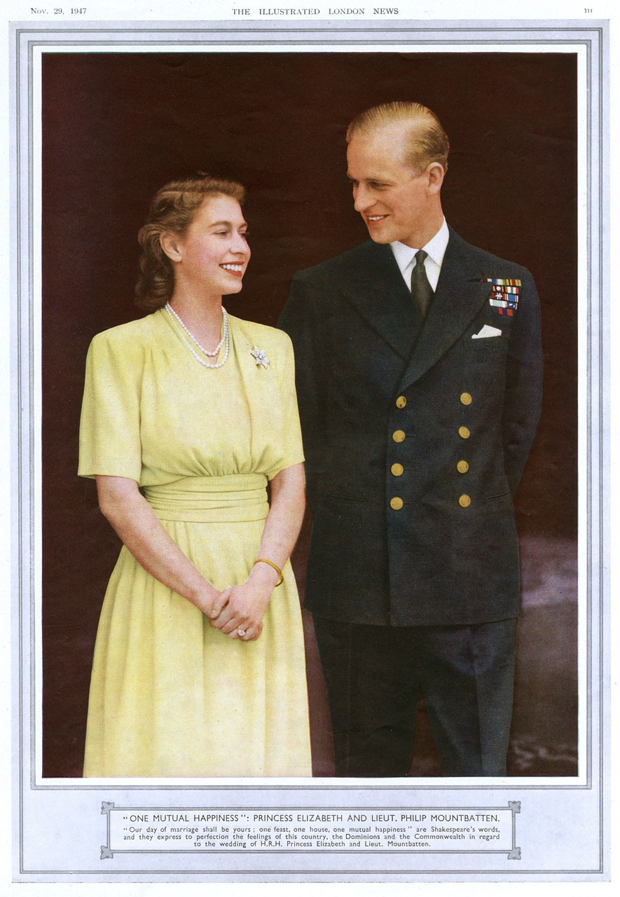 Queen Elizabeth II and Lieutenant Phillip Mountbatten.