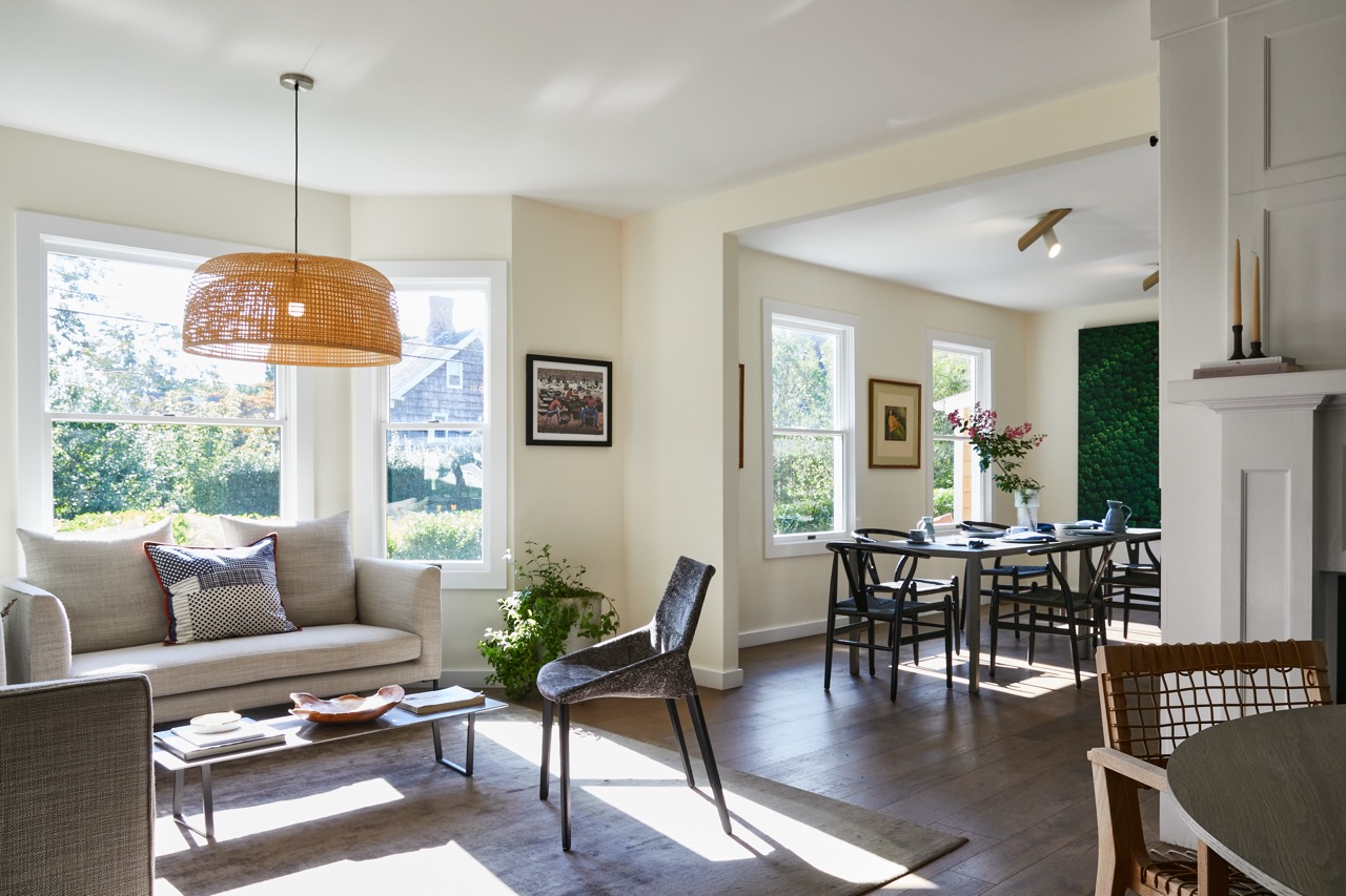 Living and dining in The Hamptons.