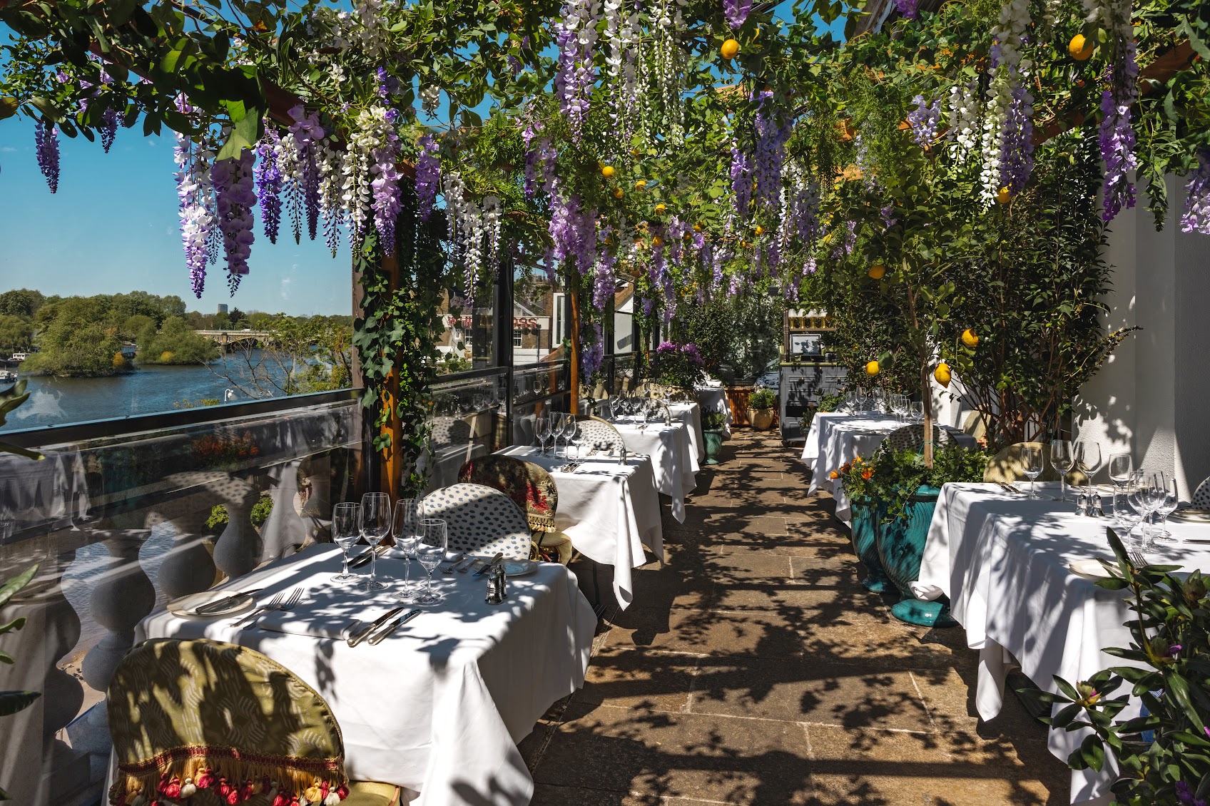 Scott's outdoor terrace, overlooking the Thames in Richmond