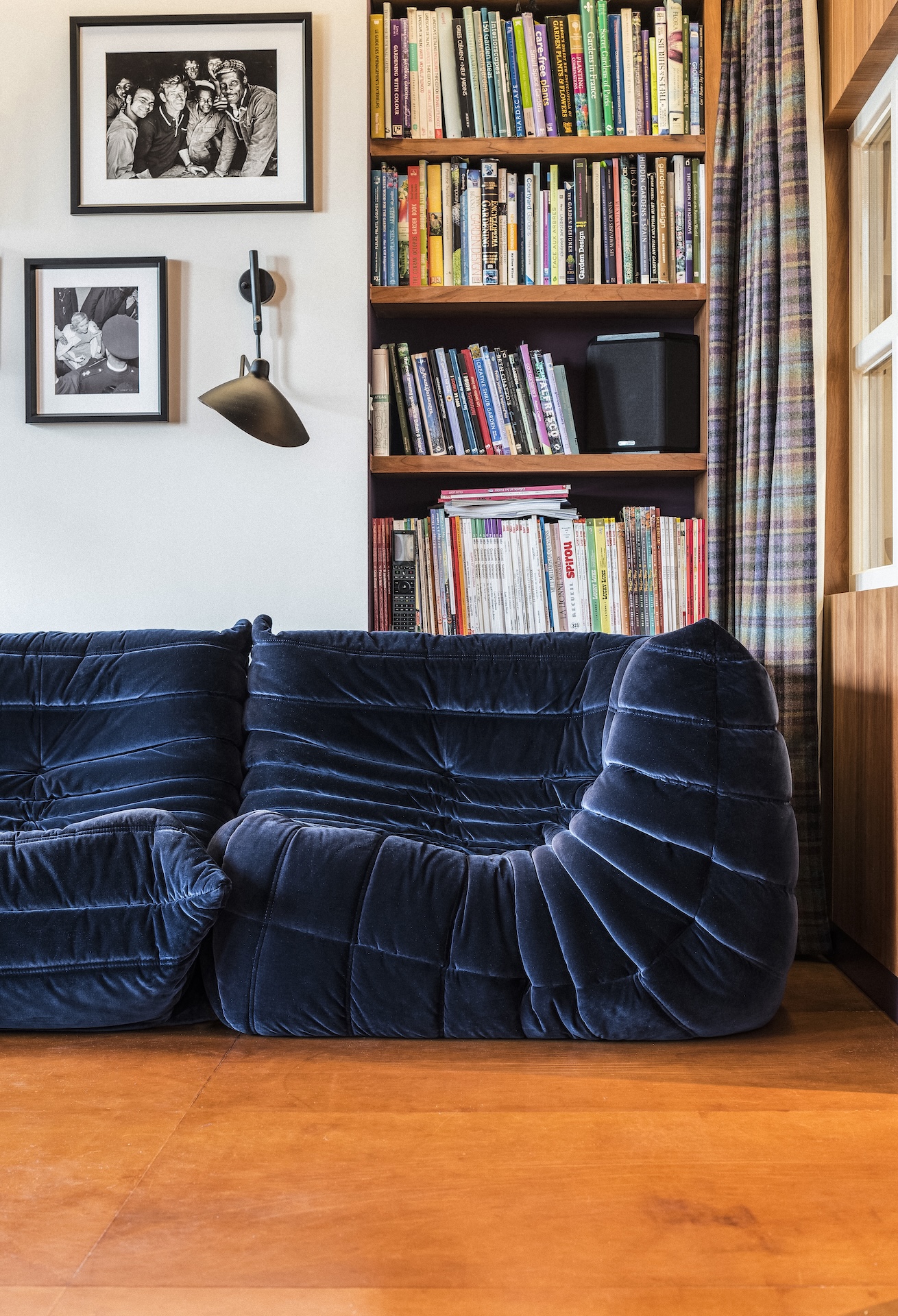 Listening room with leather flooring. 