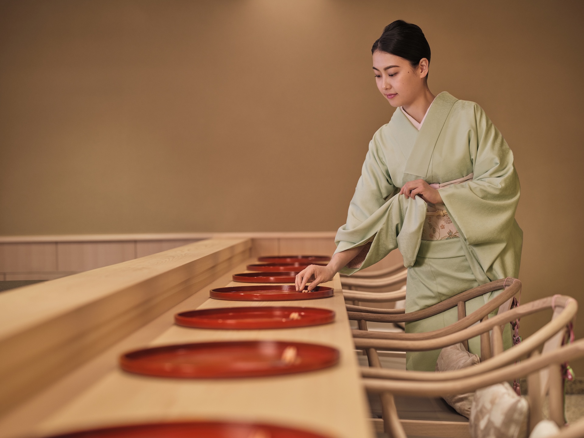 best sushi in london - the counter seating of Sushi Kanesaka. 