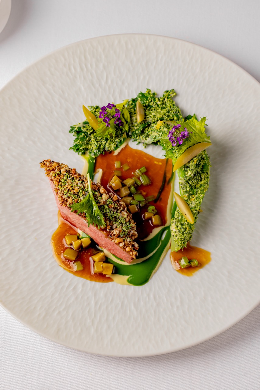 Hélène Darroze's artistic plating. 
