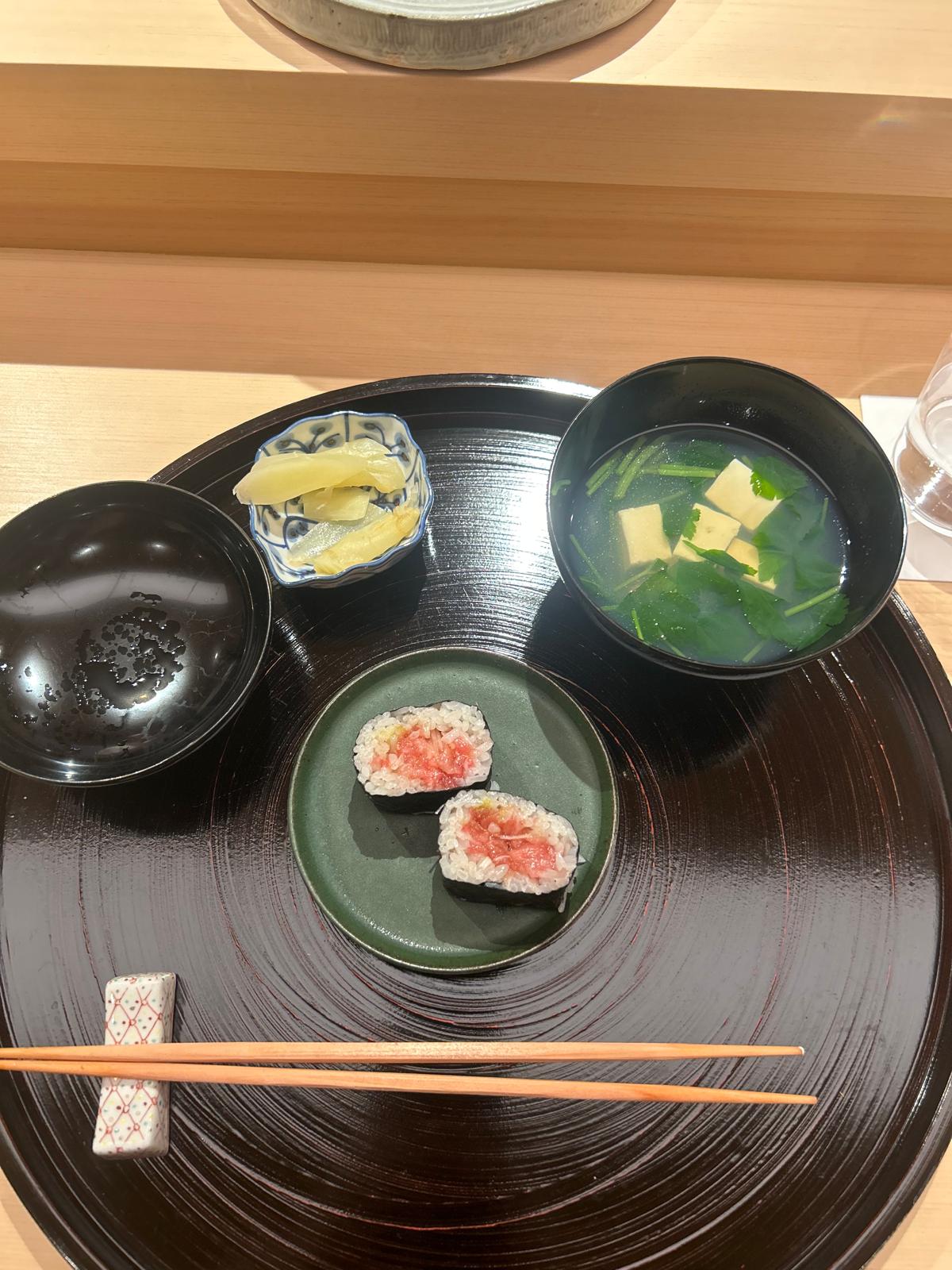 best sushi in london - Roll of Negi Toro at Sushi Kanesaka. 