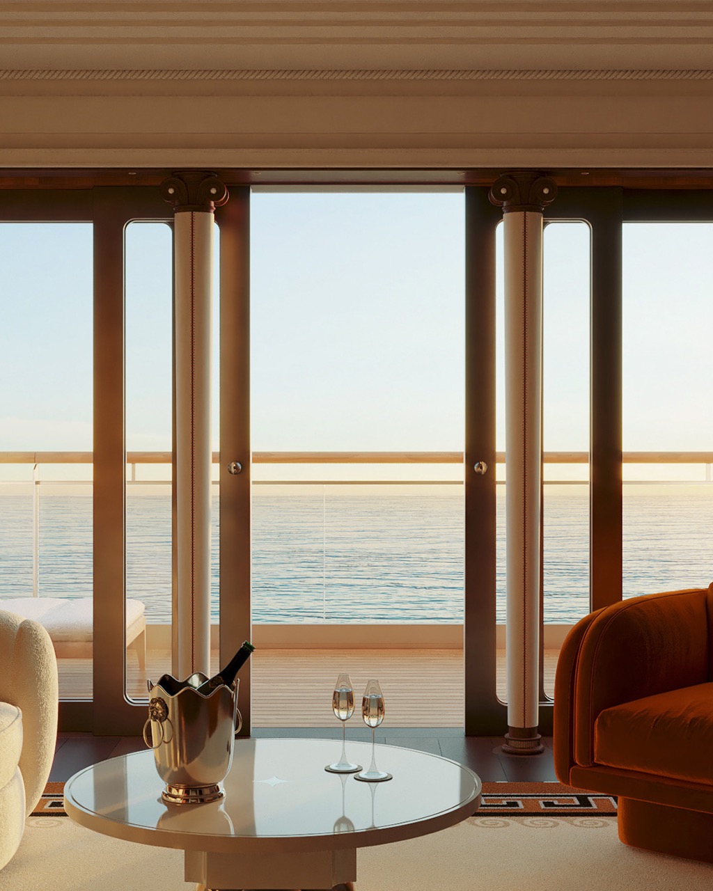 Interior of luxury cruises. 