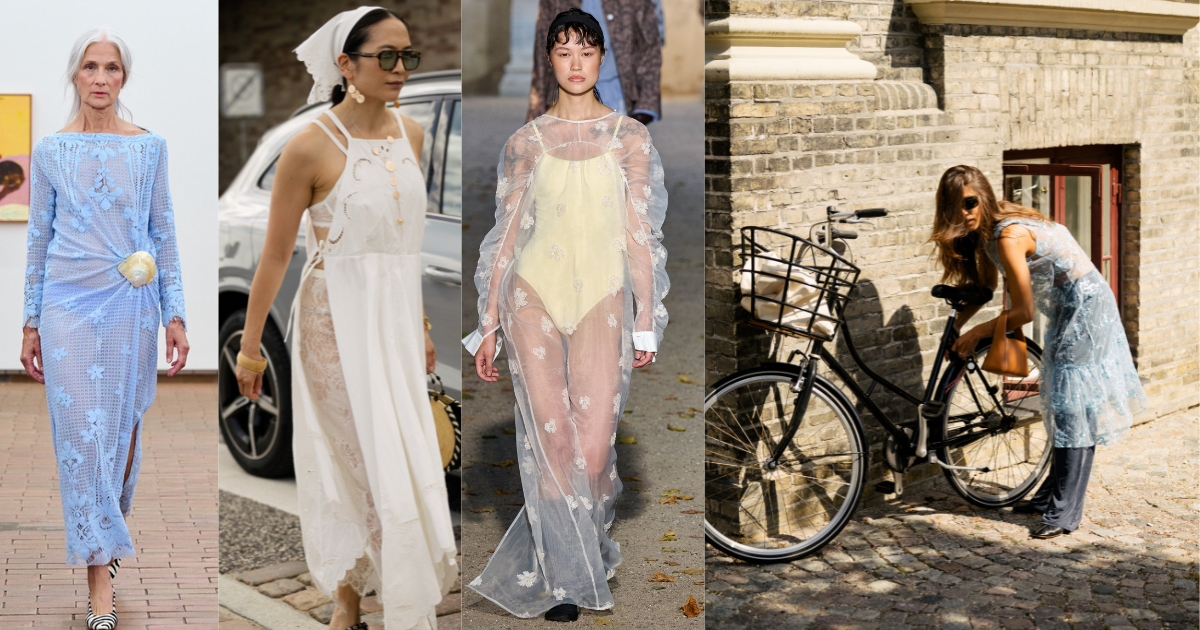 Sheer layers at fashion week. 