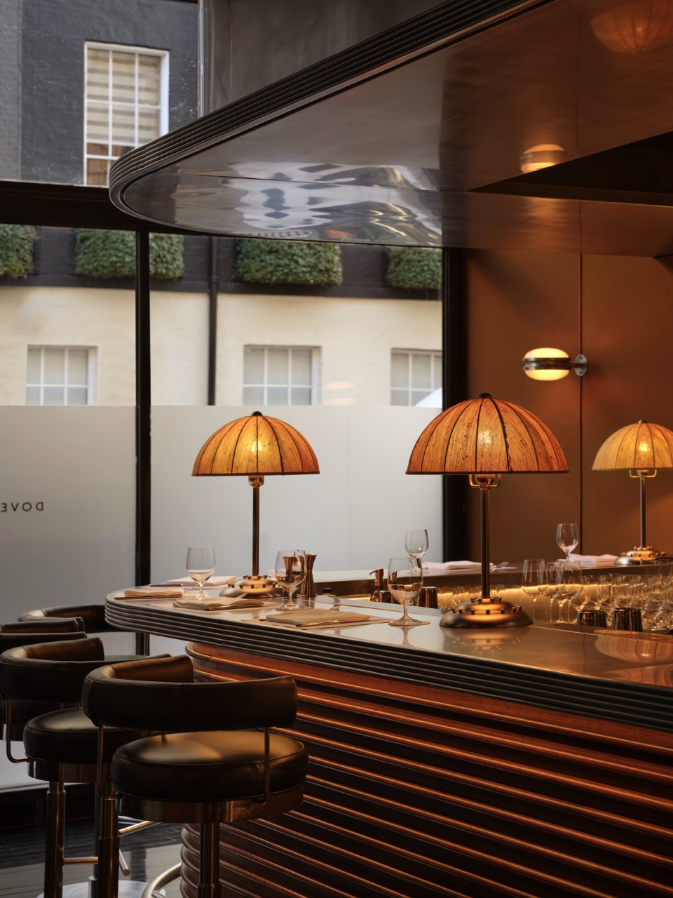Lamps, chefs table. 